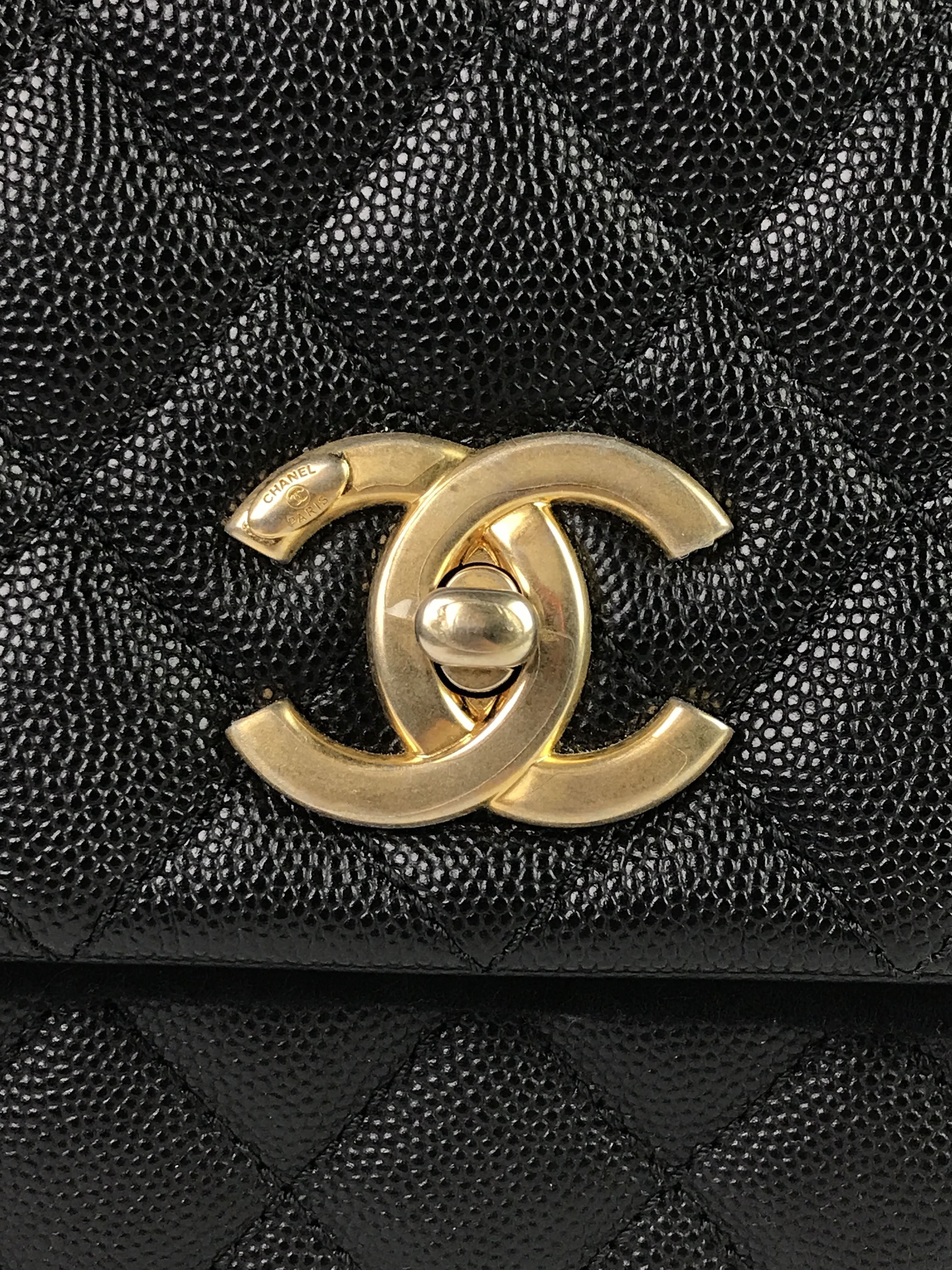 Black Caviar Medium Coco Handle w/Lizard Handle