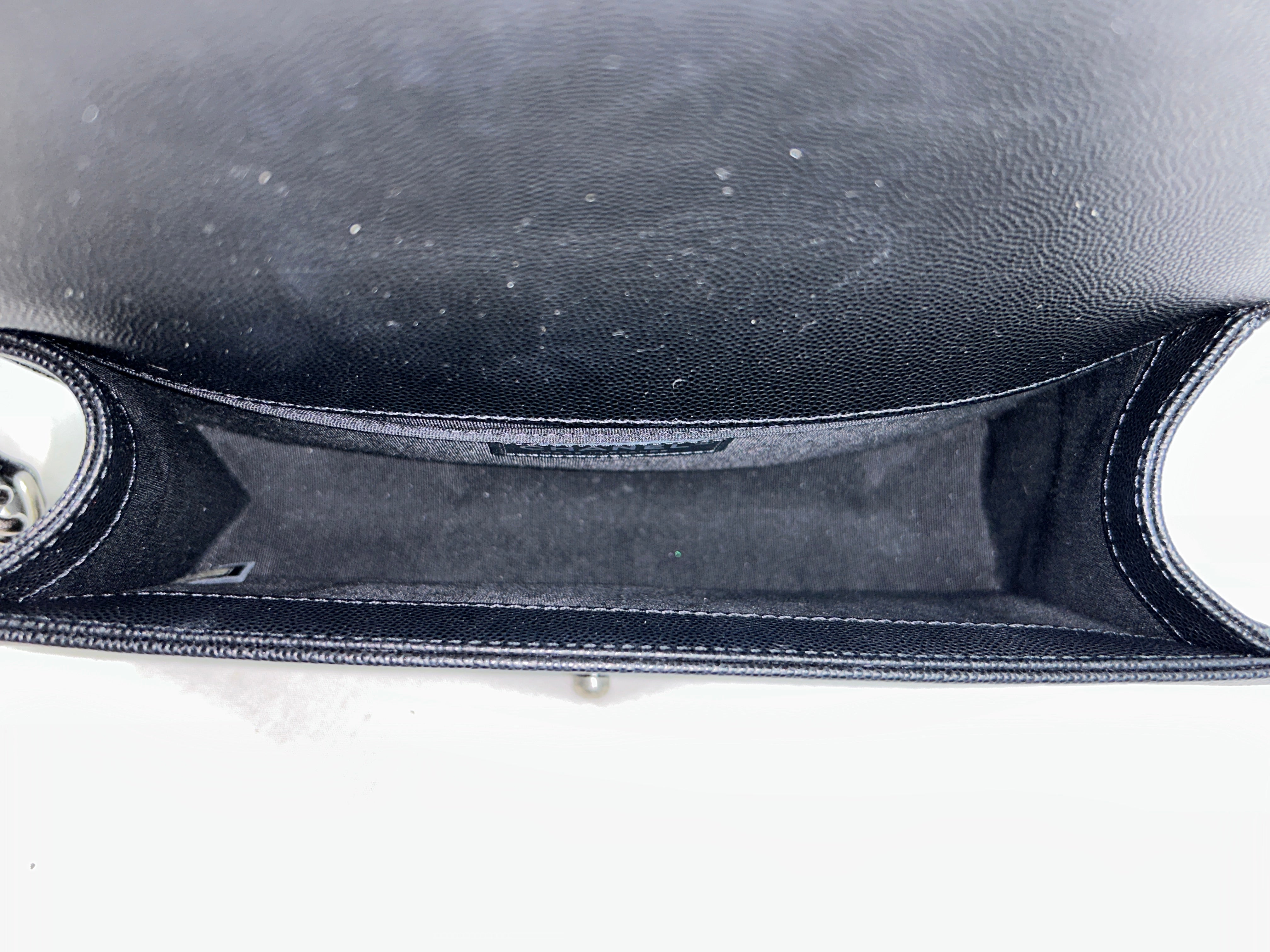 Black Caviar Quilted Old Medium Boy Bag w/ RHW