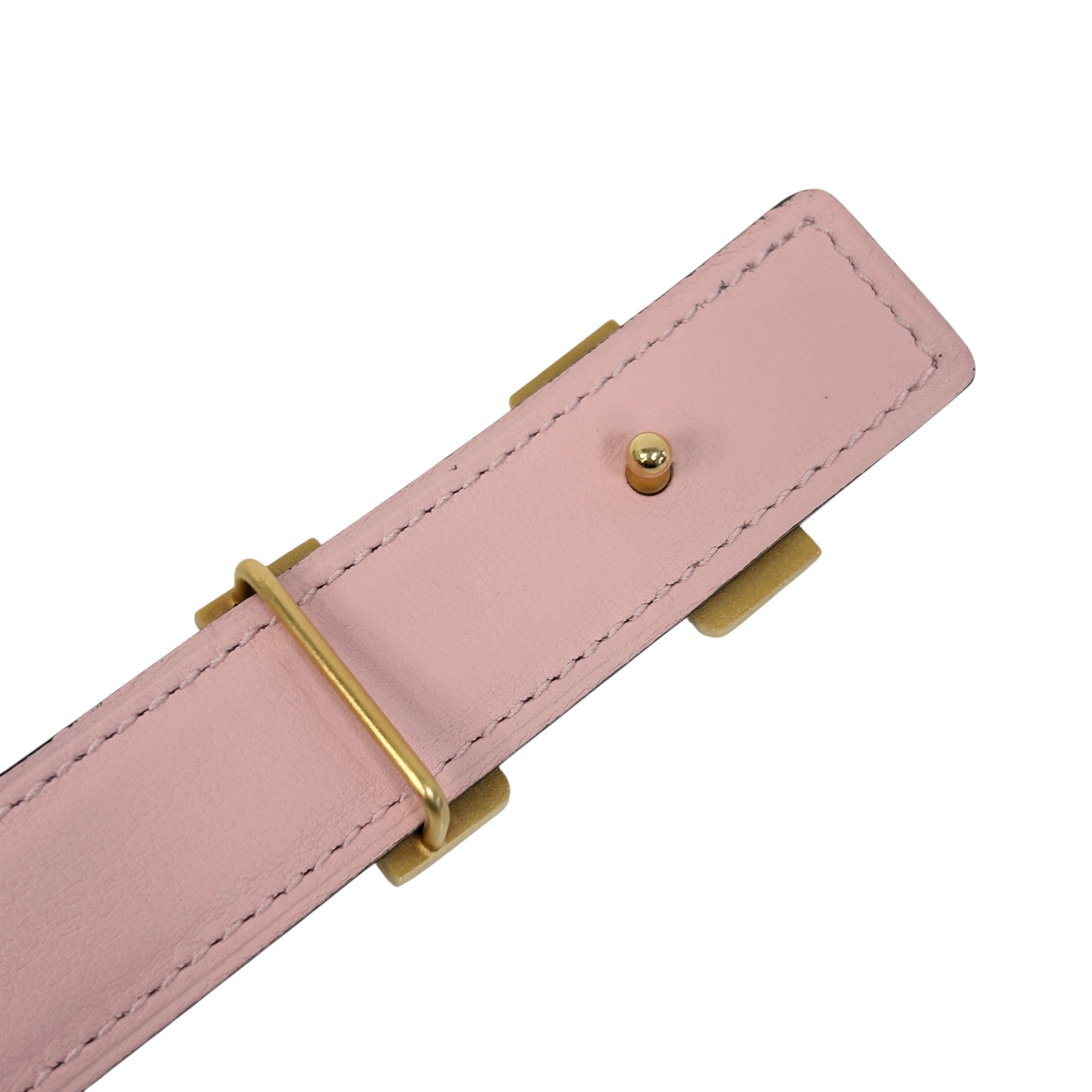 Rose Sakura Swift Leather/Etoupe Epsom Leather Reversible 24mm H Buckle Belt w/RGHW - Haute Classics