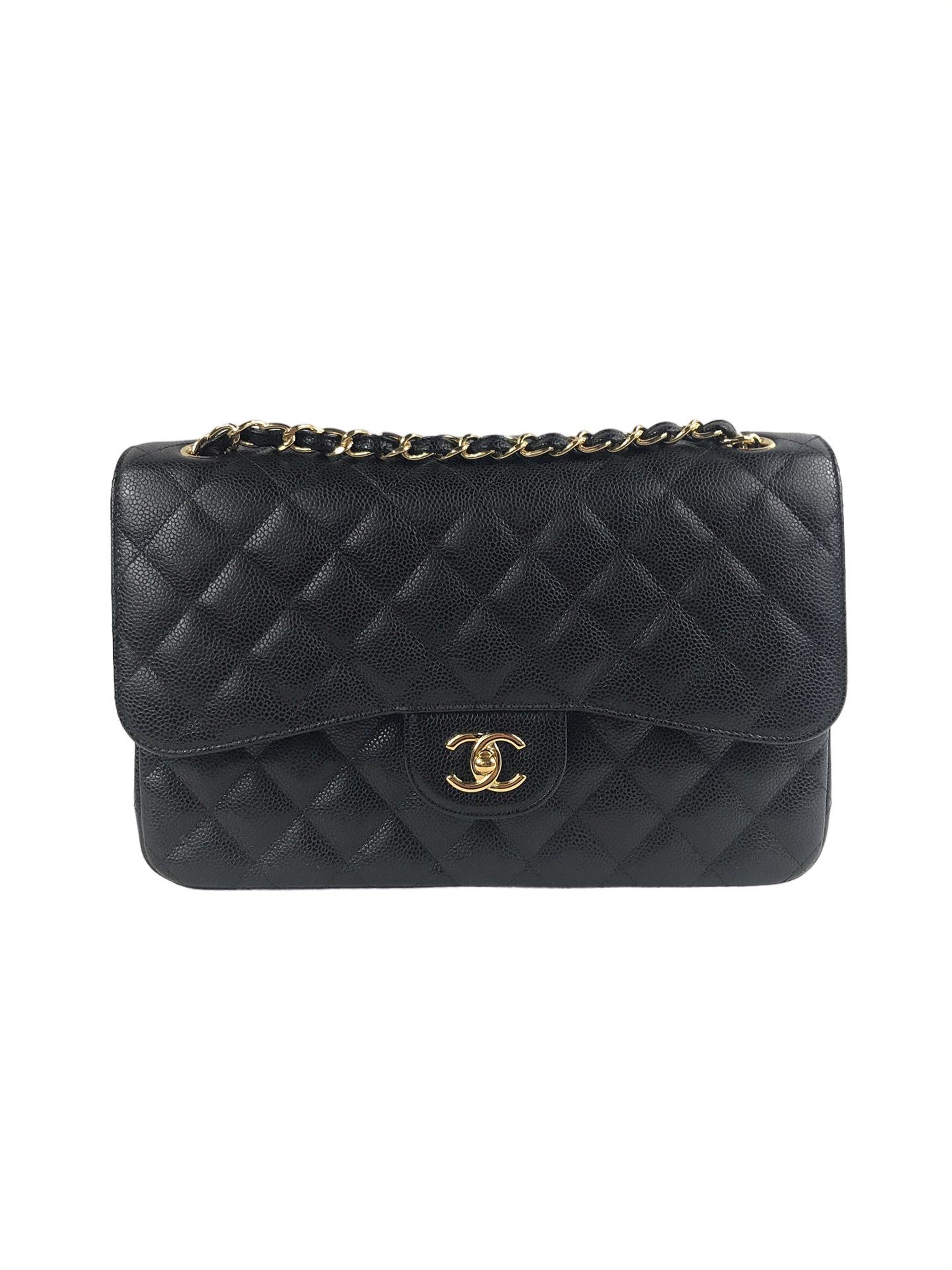 Black Caviar Double Flap Jumbo W/GHW