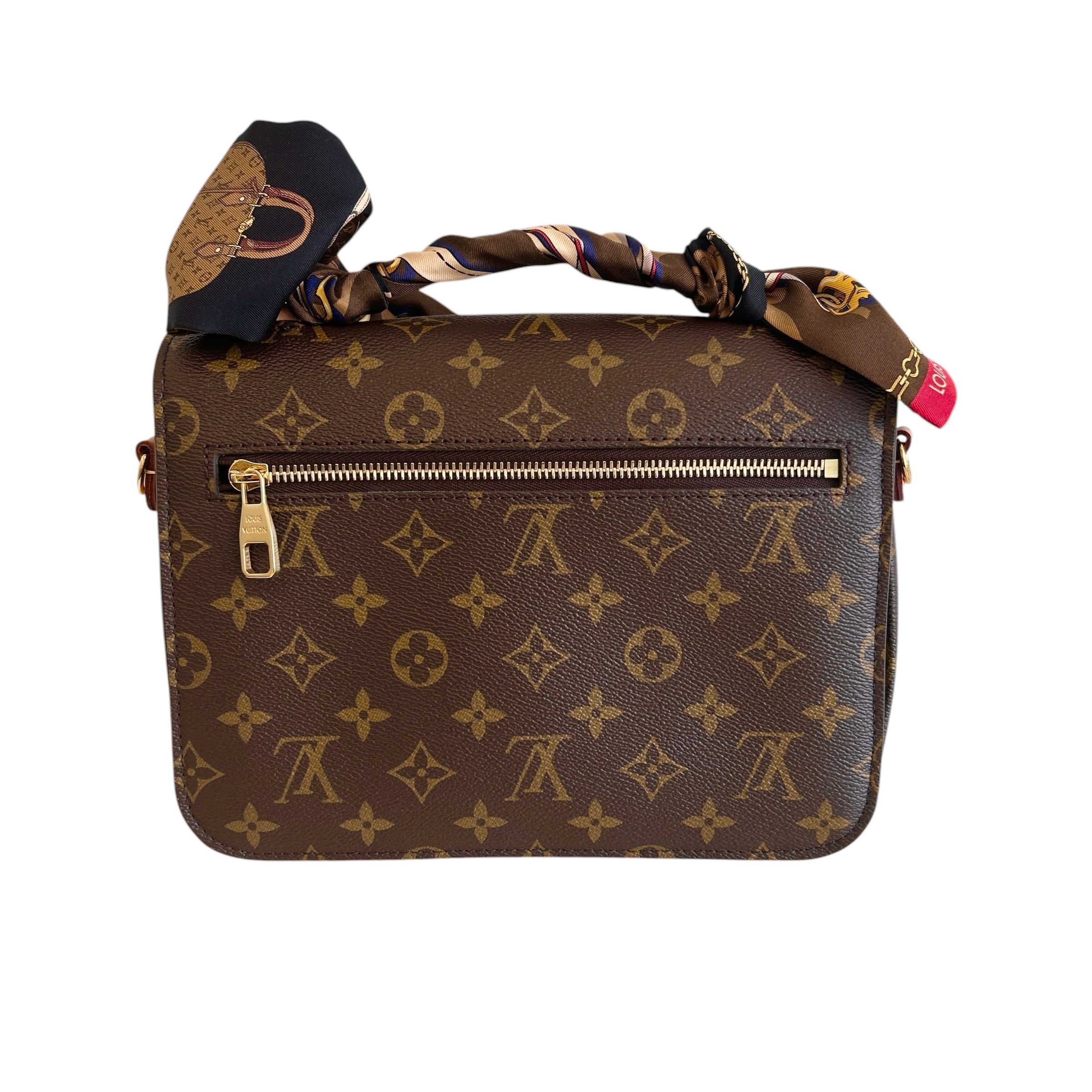 Monogram Coated Canvas Pochette Metis MM Crossbody Bag w/GHW + LV Bandeau Scarf