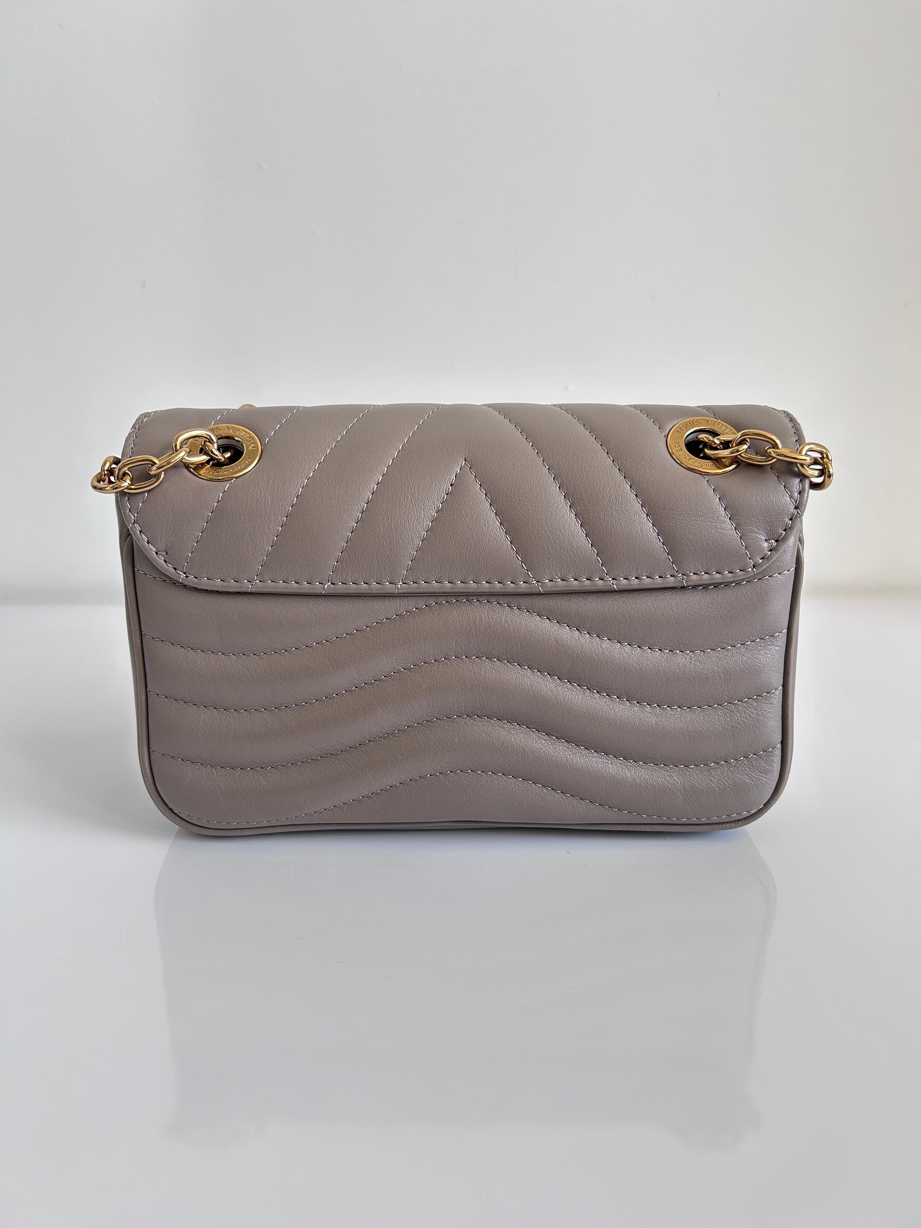 Taupe Quilted Leather New Wave MM Chain Bag w/GHW