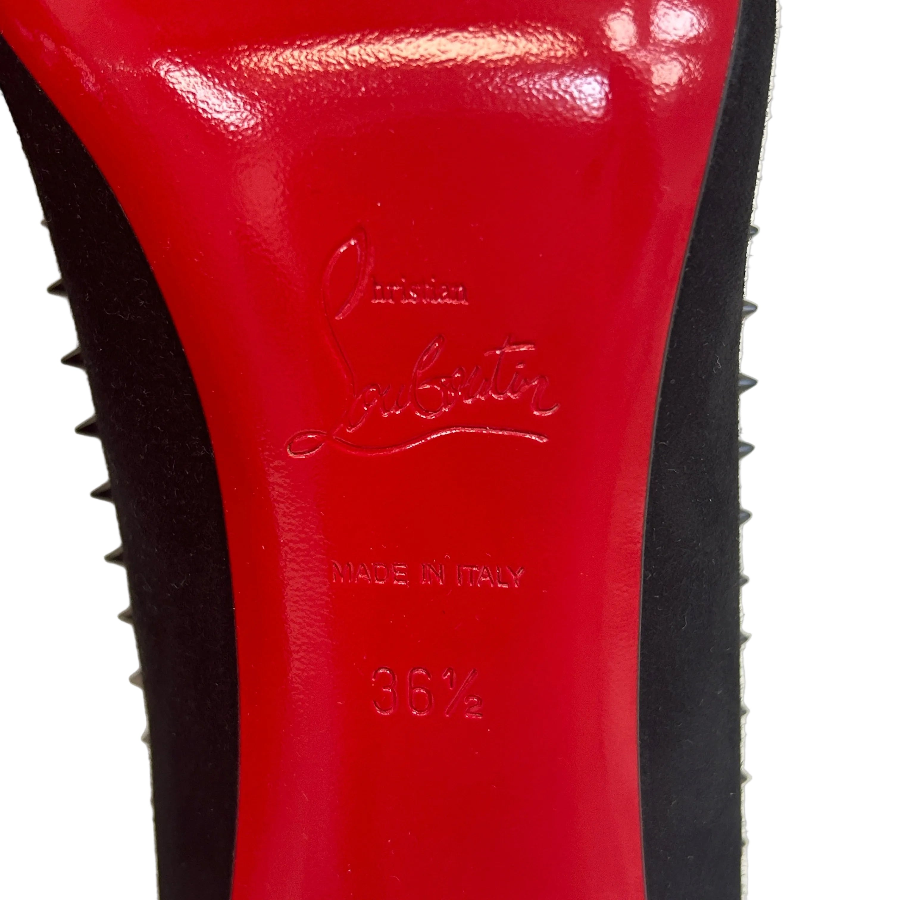 Black Duvette Spikes 85 Leather Pumps