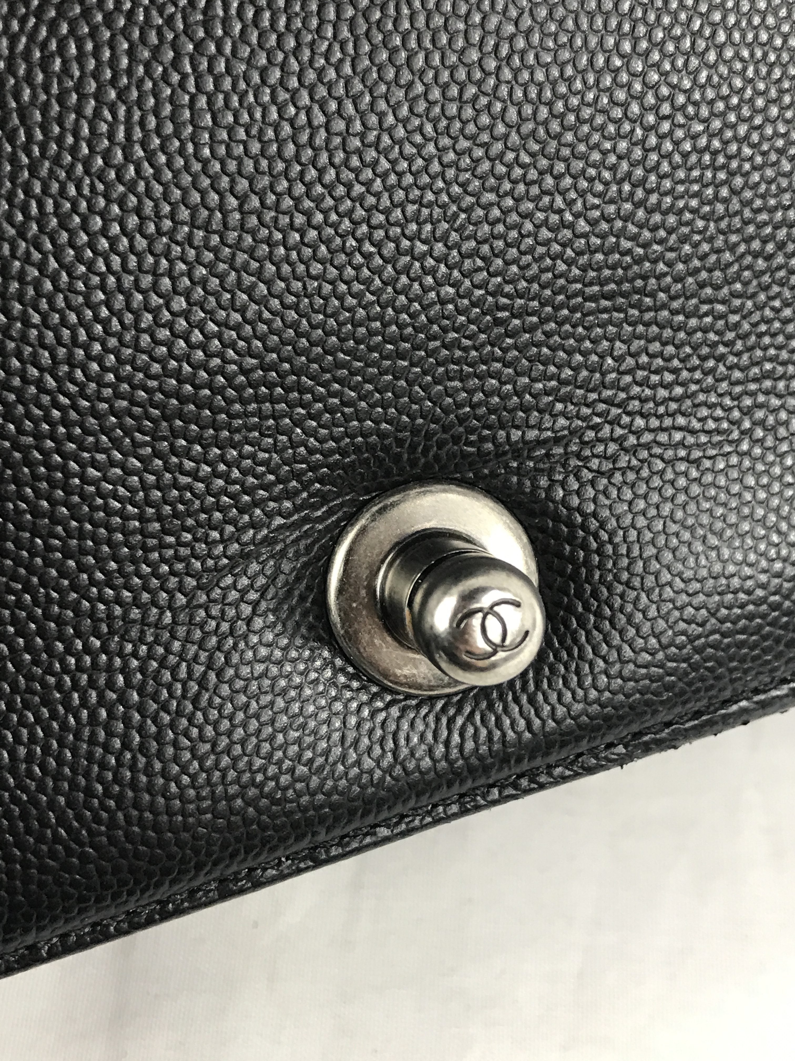 Black Caviar Quilted Old Medium Boy Bag W/RHW
