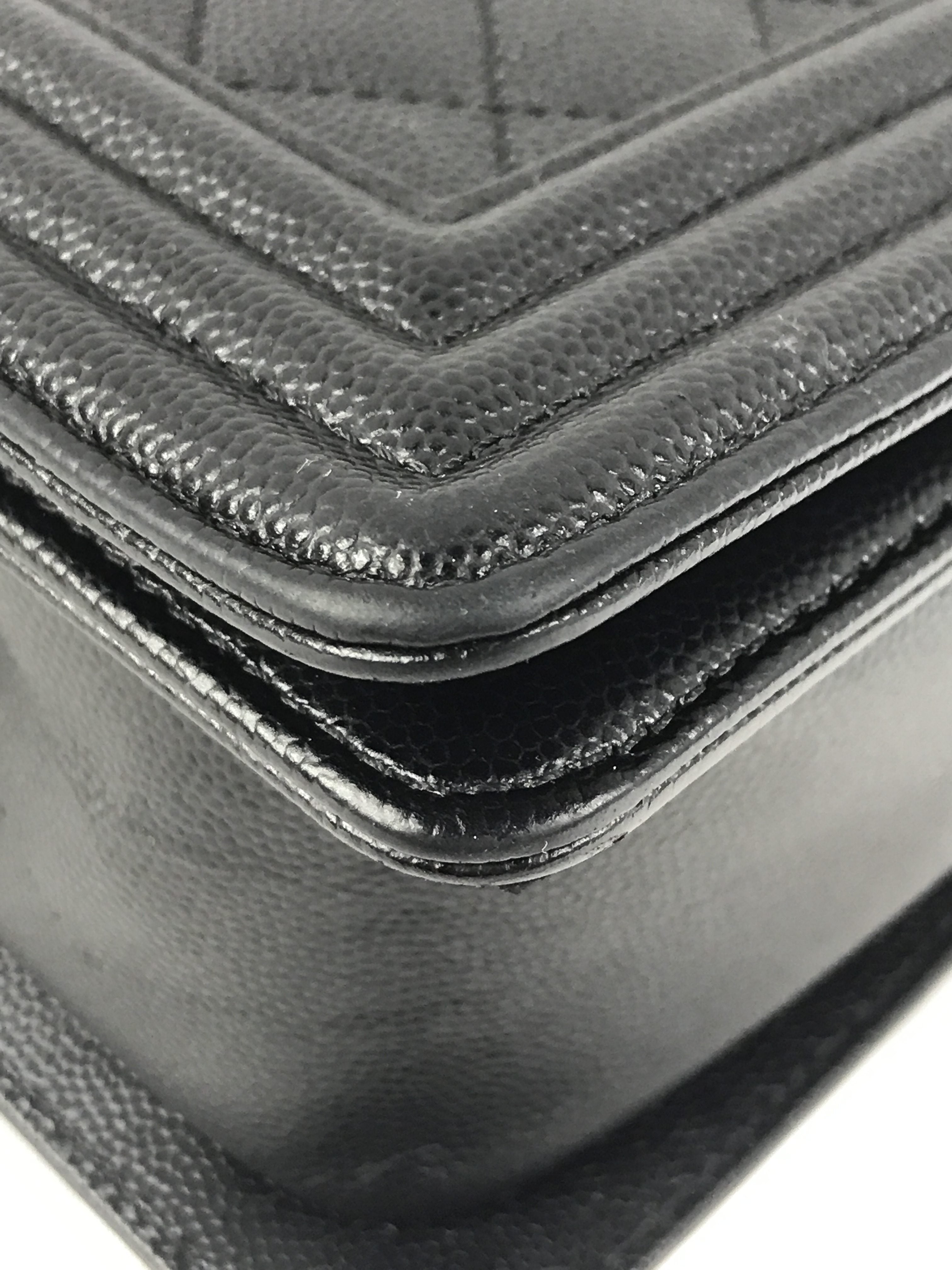 Black Caviar Quilted Old Medium Boy Bag W/RHW