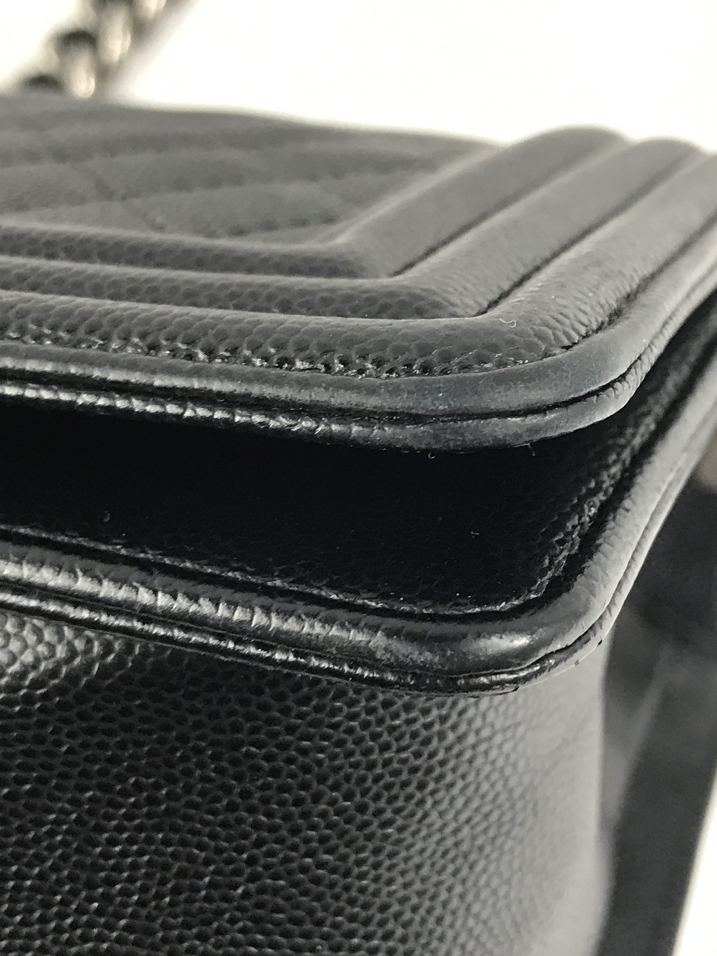 Black Caviar Quilted Old Medium Boy Bag W/RHW