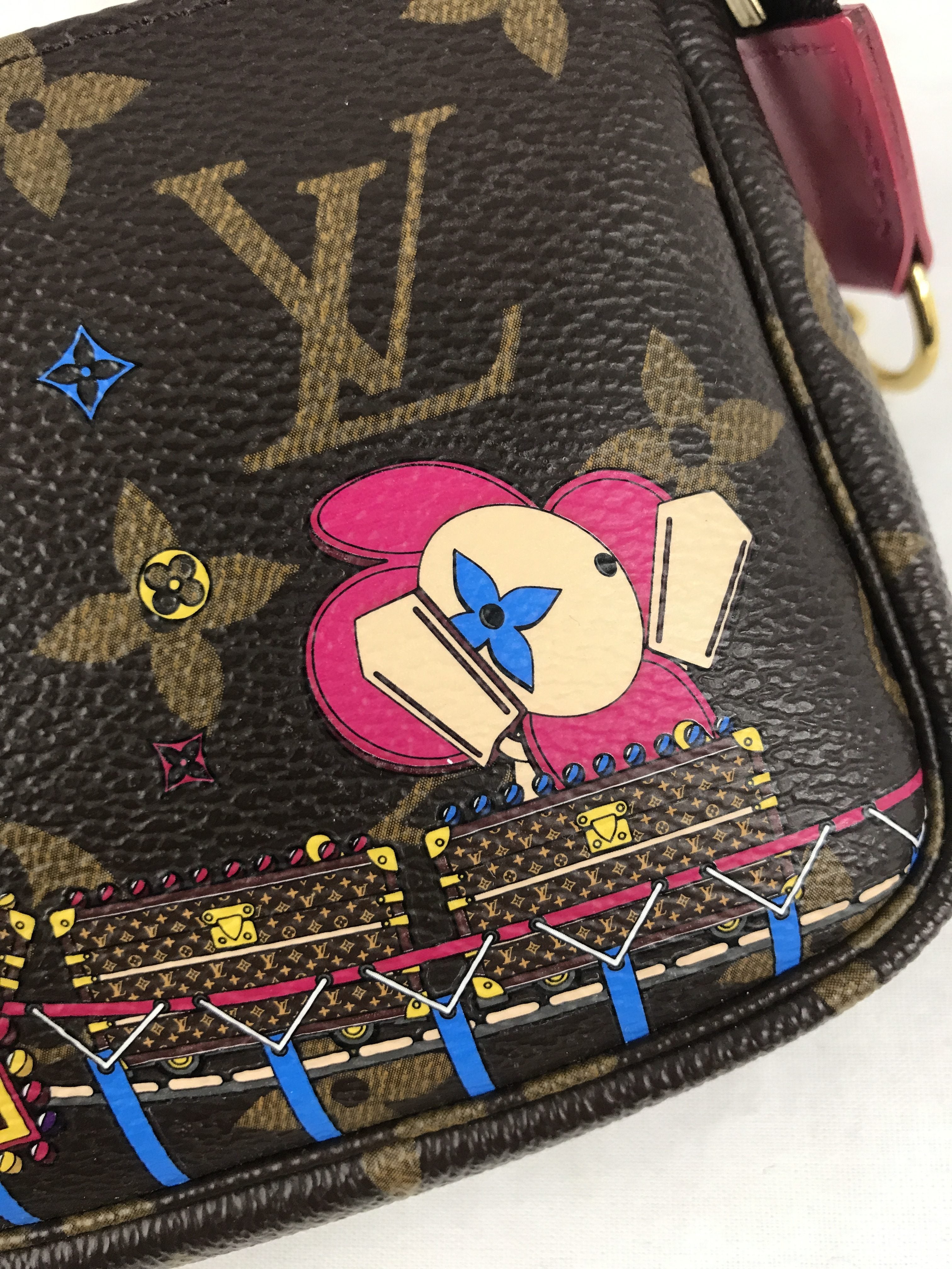 Monogram 2020 Christmas Animation Roller Coaster Mini Pochette Accessories Pivoine W/GHW