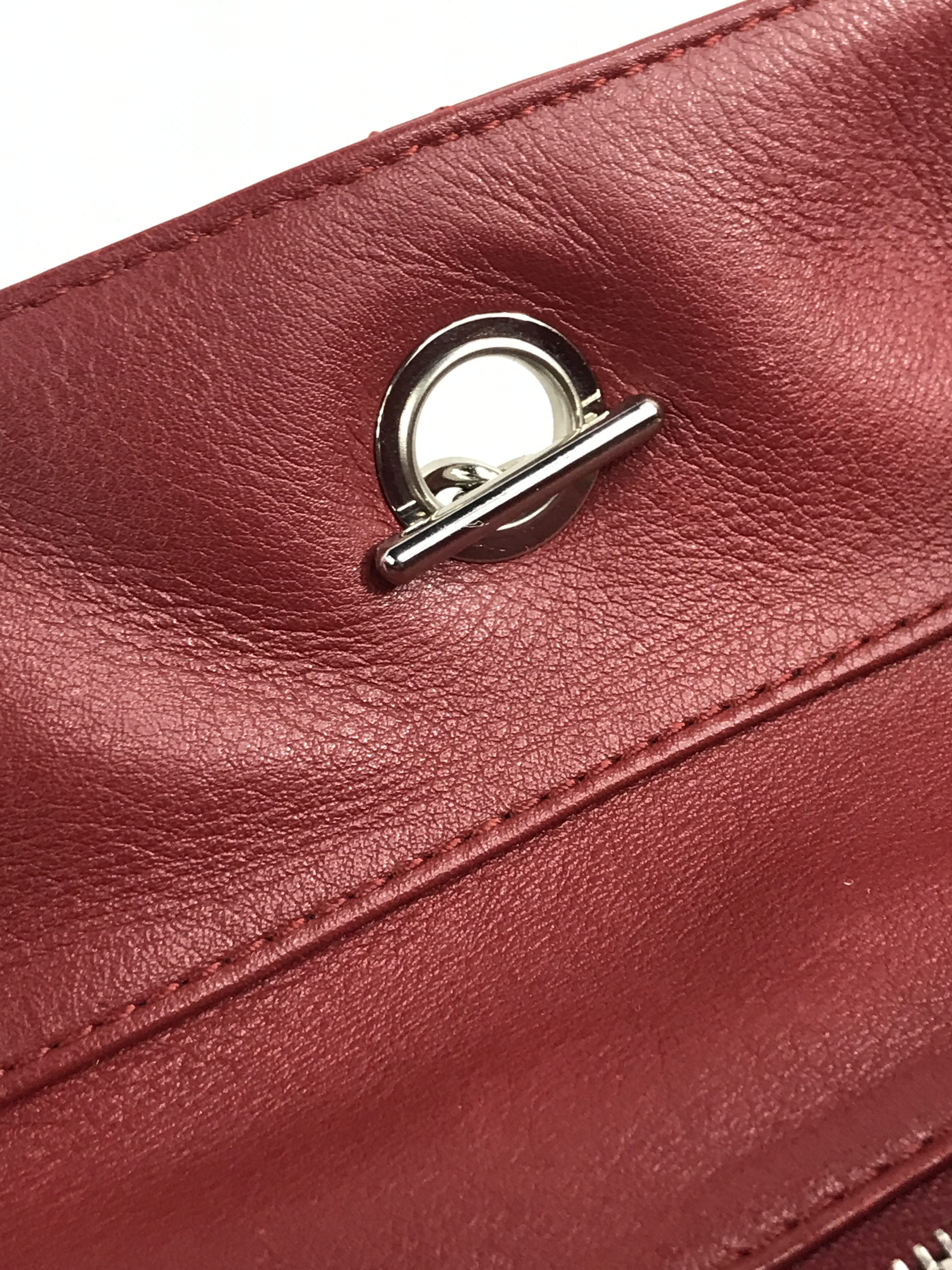 Red Calfskin Quilted Shopping Tote W/SHW