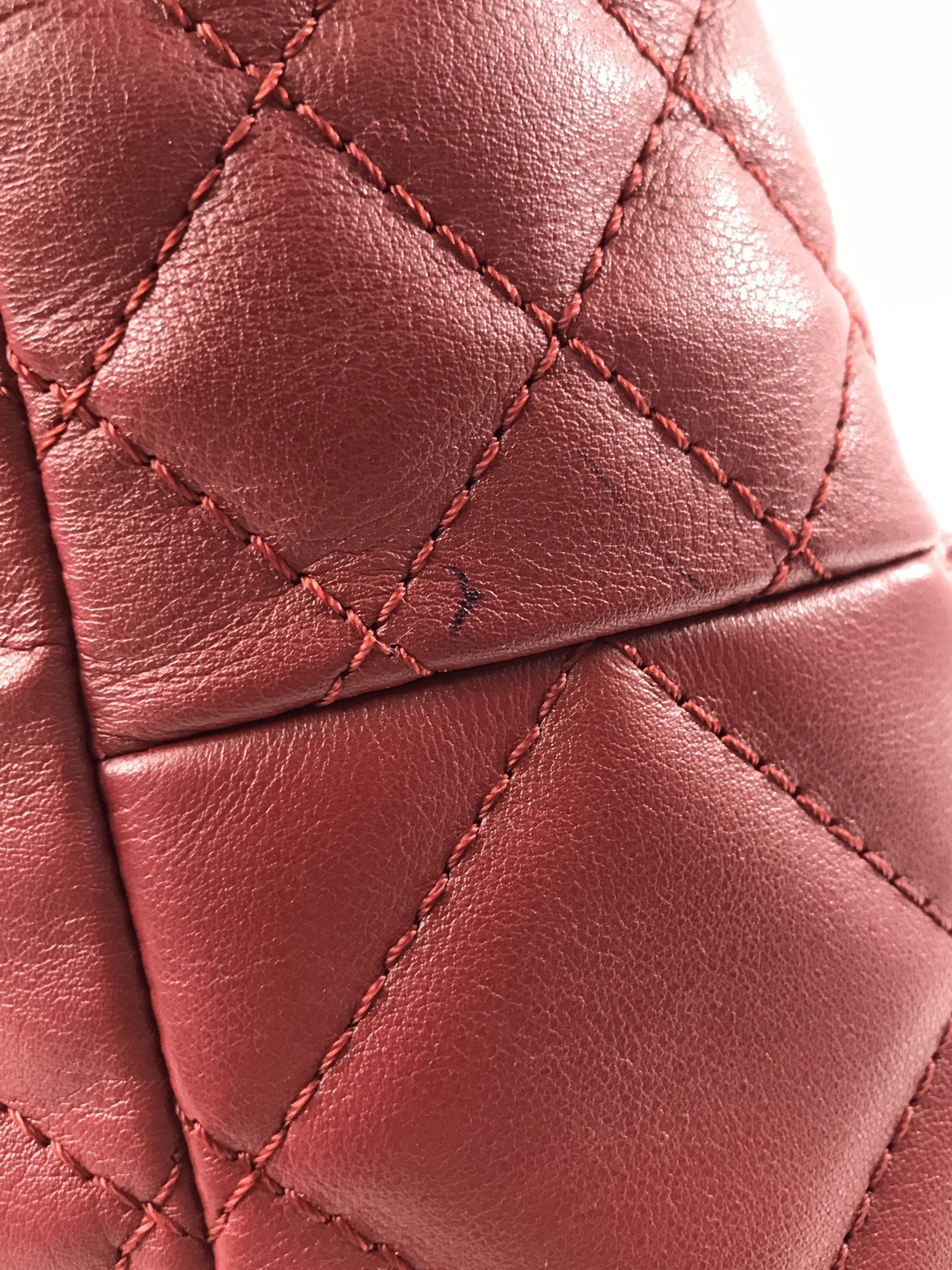 Red Calfskin Quilted Shopping Tote W/SHW