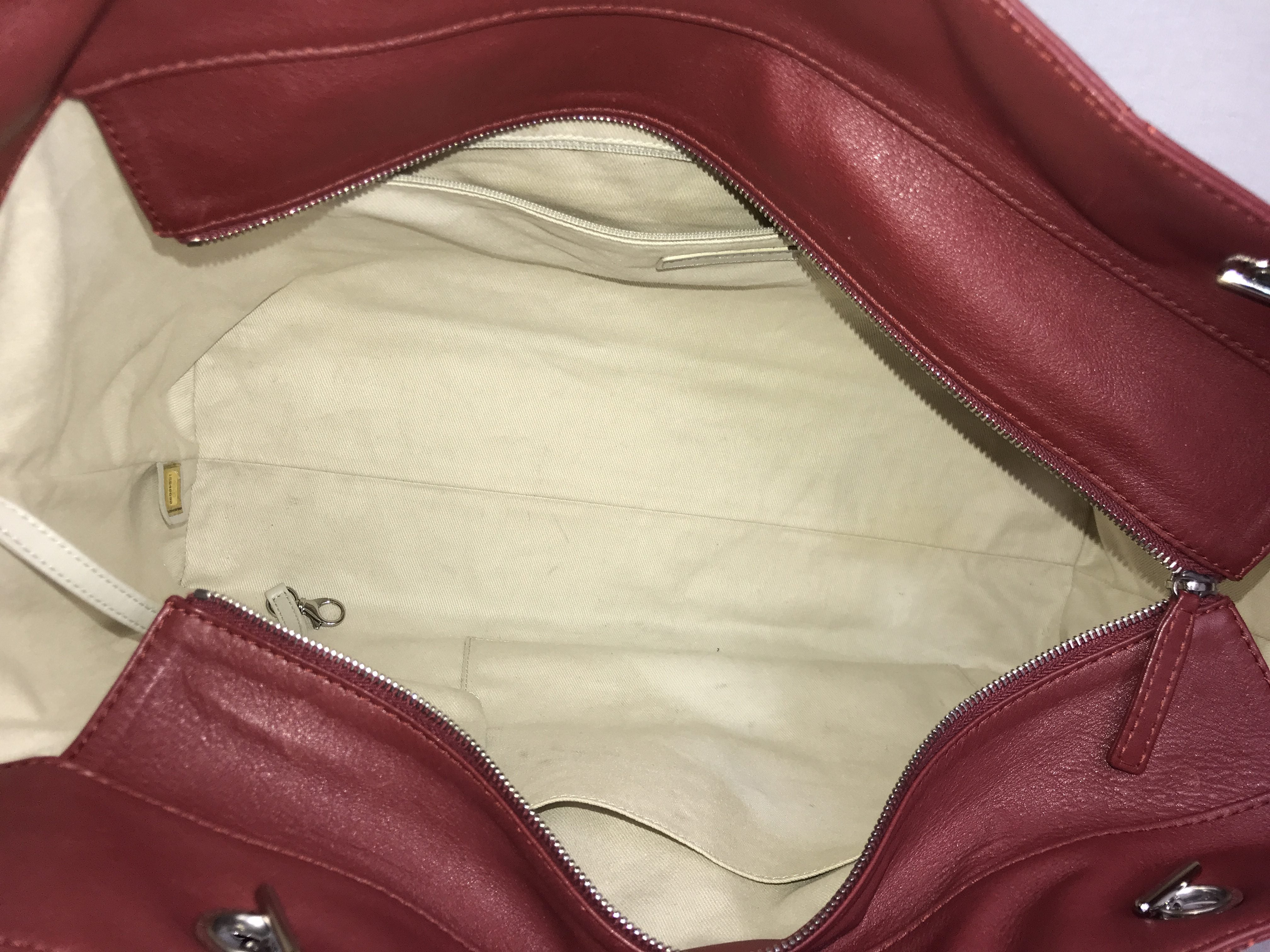 Red Calfskin Quilted Shopping Tote W/SHW