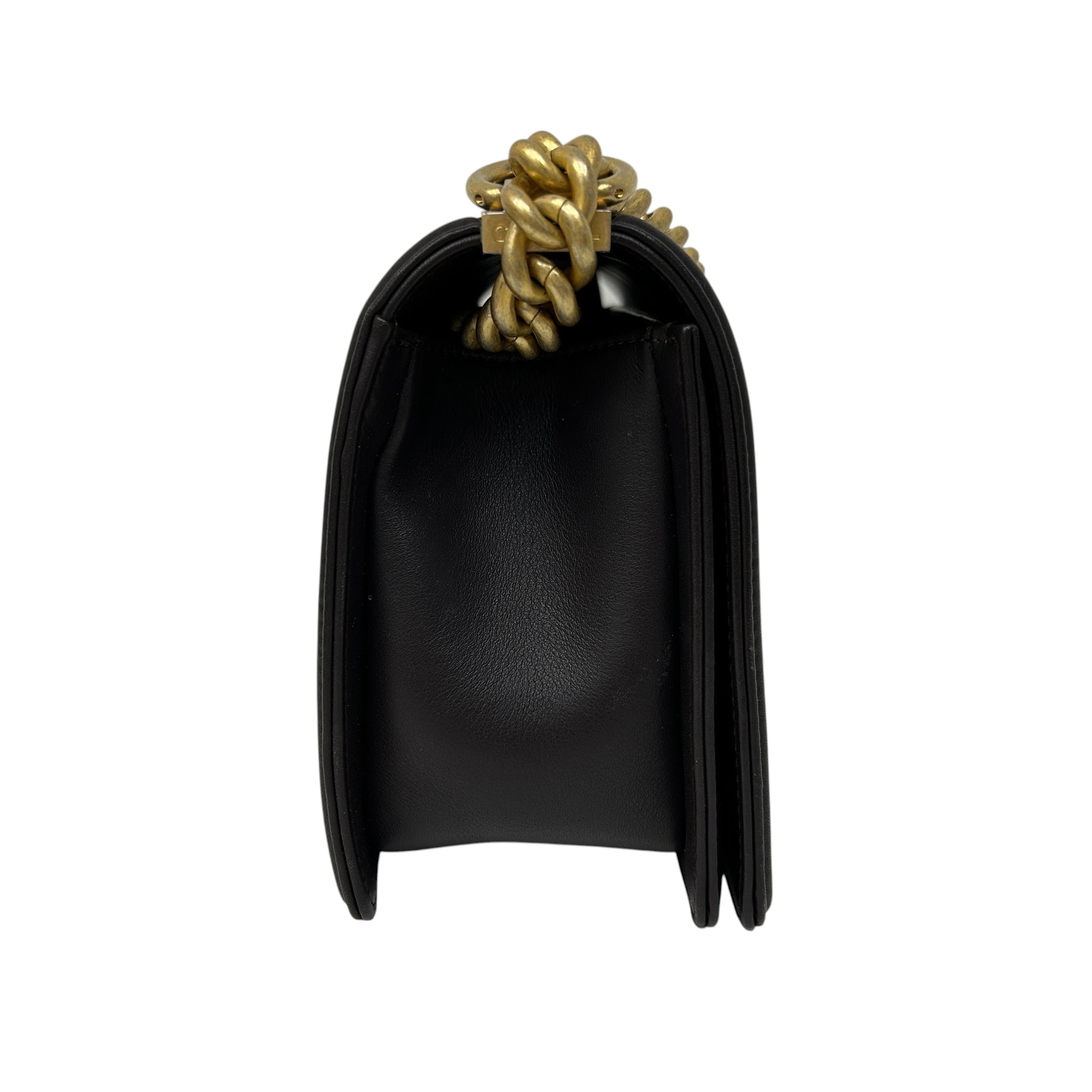 Dark Brown Quilted Calfskin Medium Boy Bag w/AGHW - Haute Classics