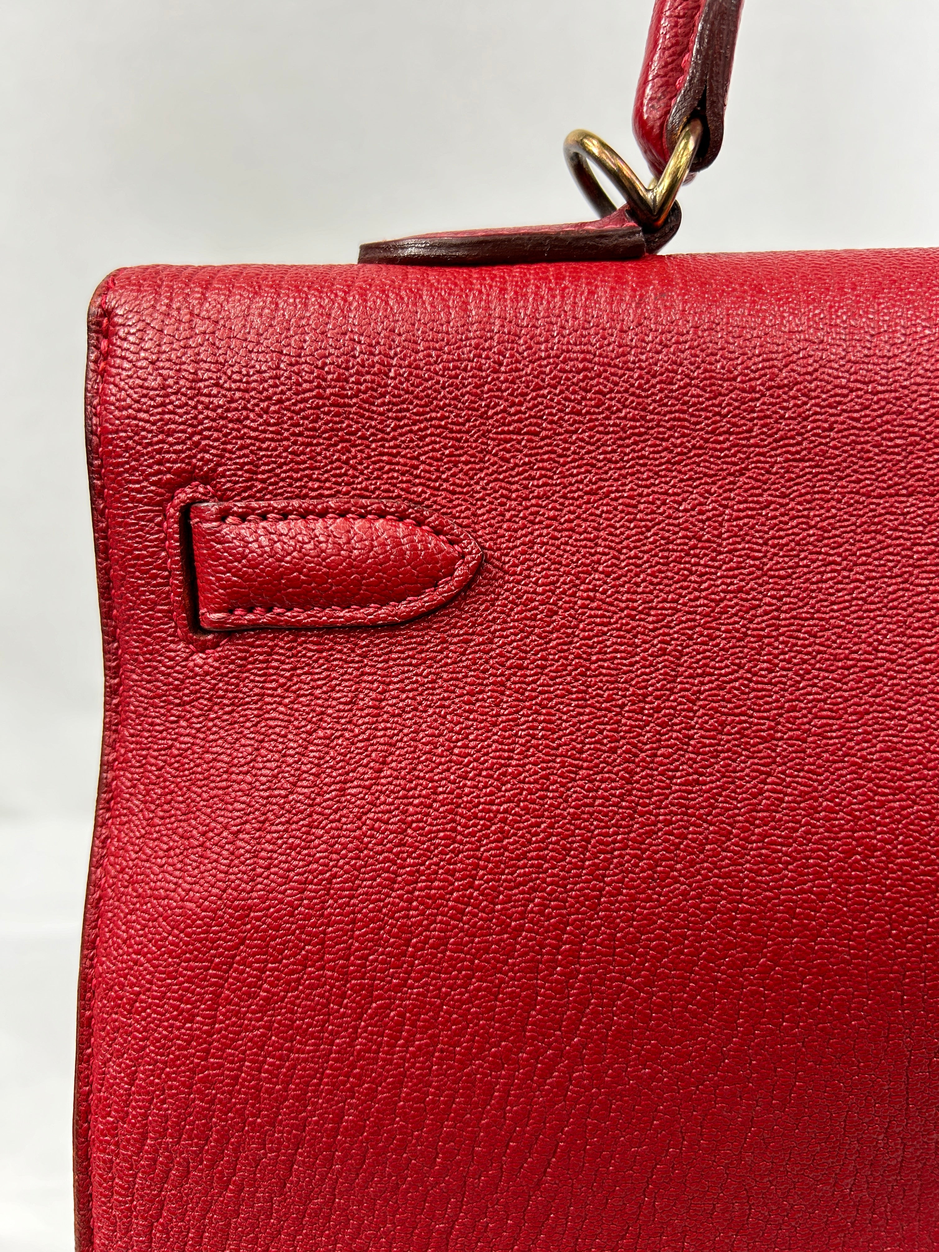 Rouge Vif Chevre Leather Kelly 35 w/GHW