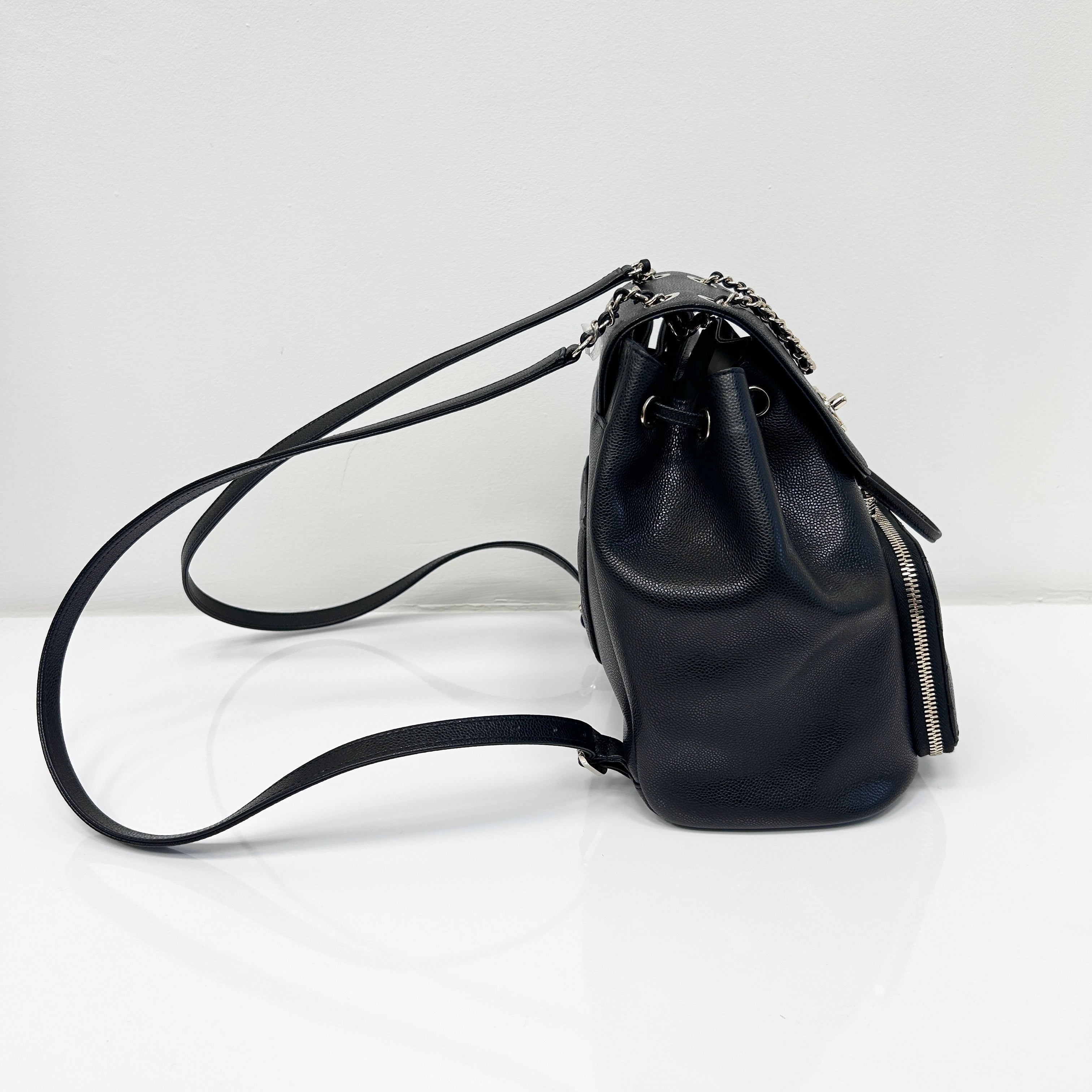 Black Quilted Caviar Leather Business Affinity Backpack Bag w/GHW