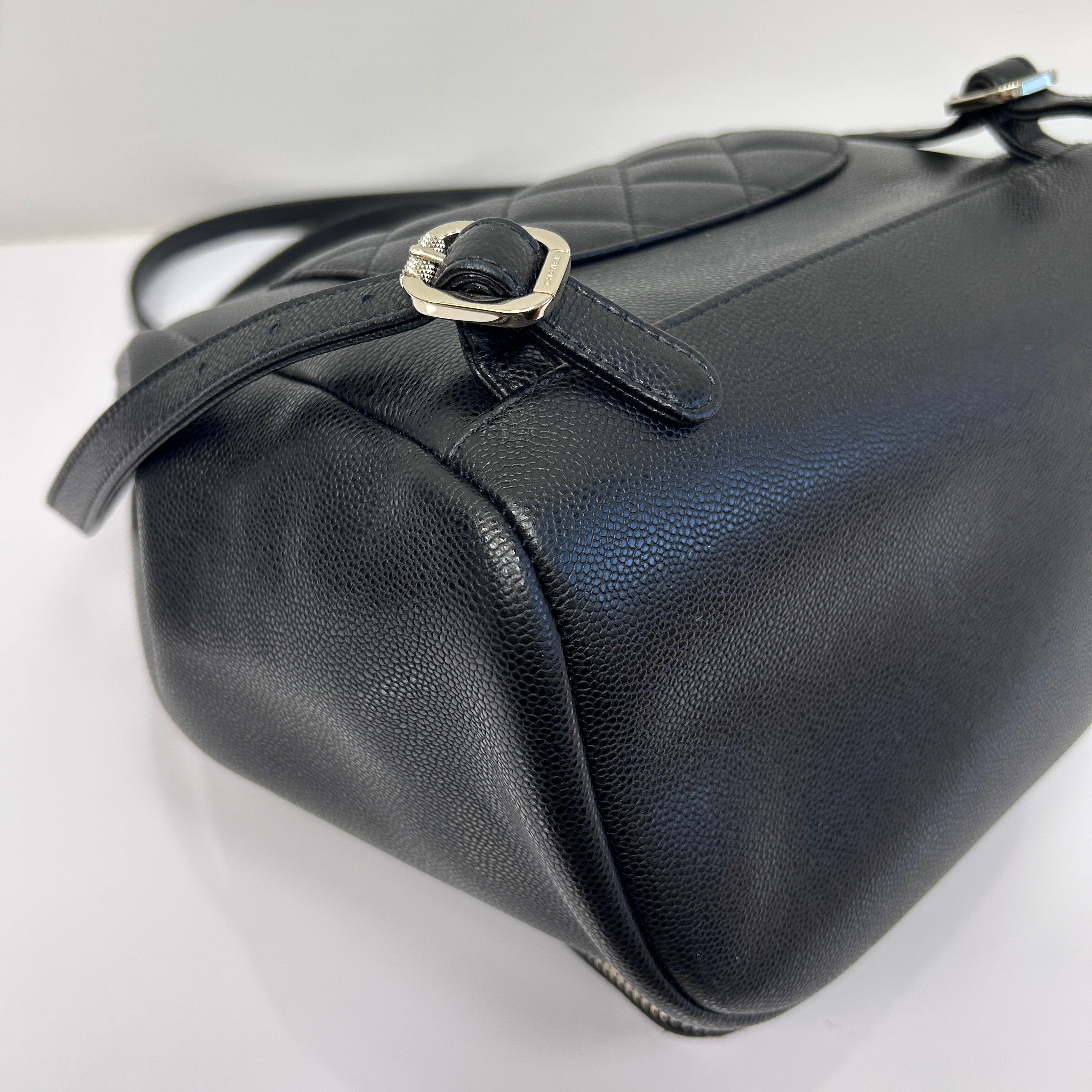 Black Quilted Caviar Leather Business Affinity Backpack Bag w/GHW