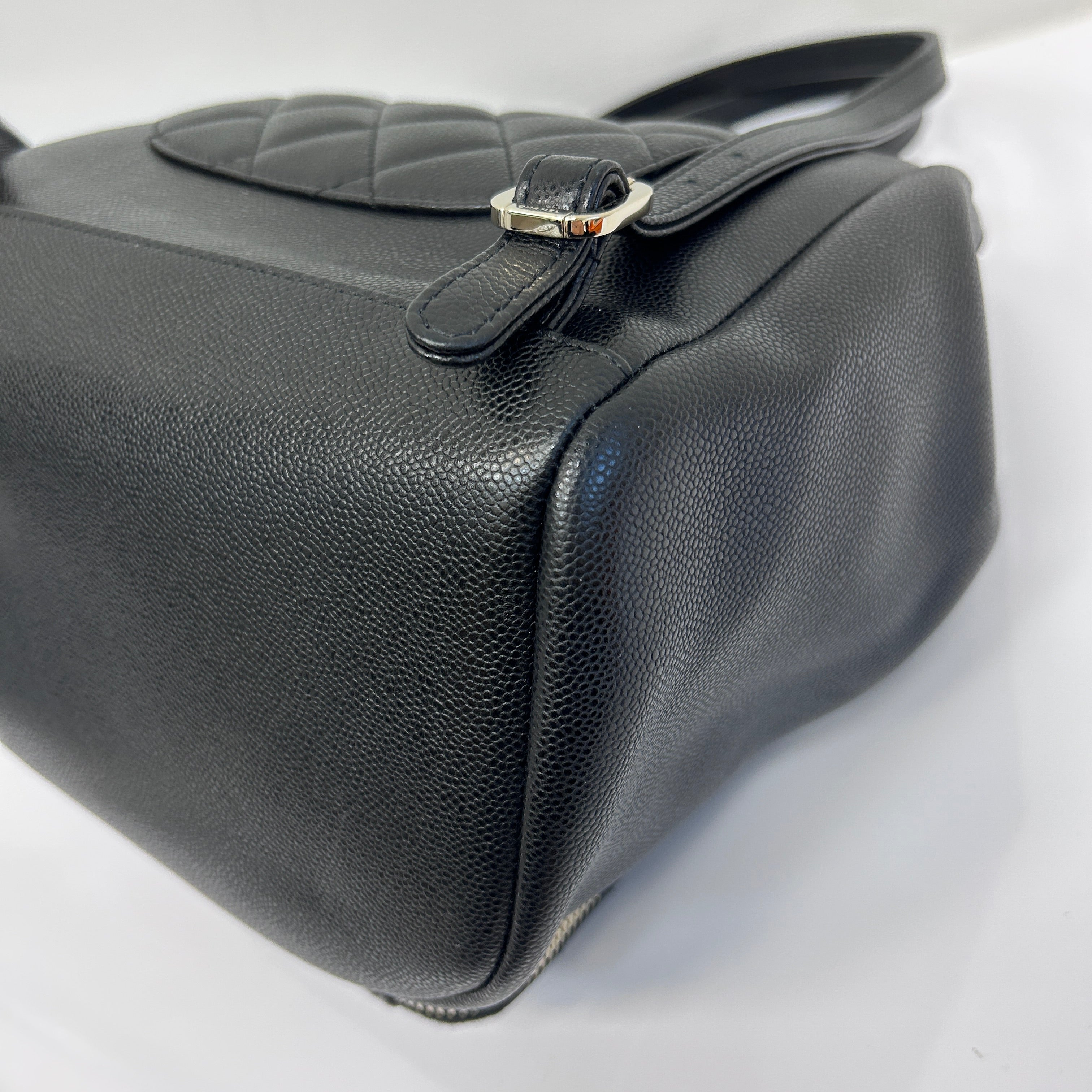 Black Quilted Caviar Leather Business Affinity Backpack Bag w/GHW