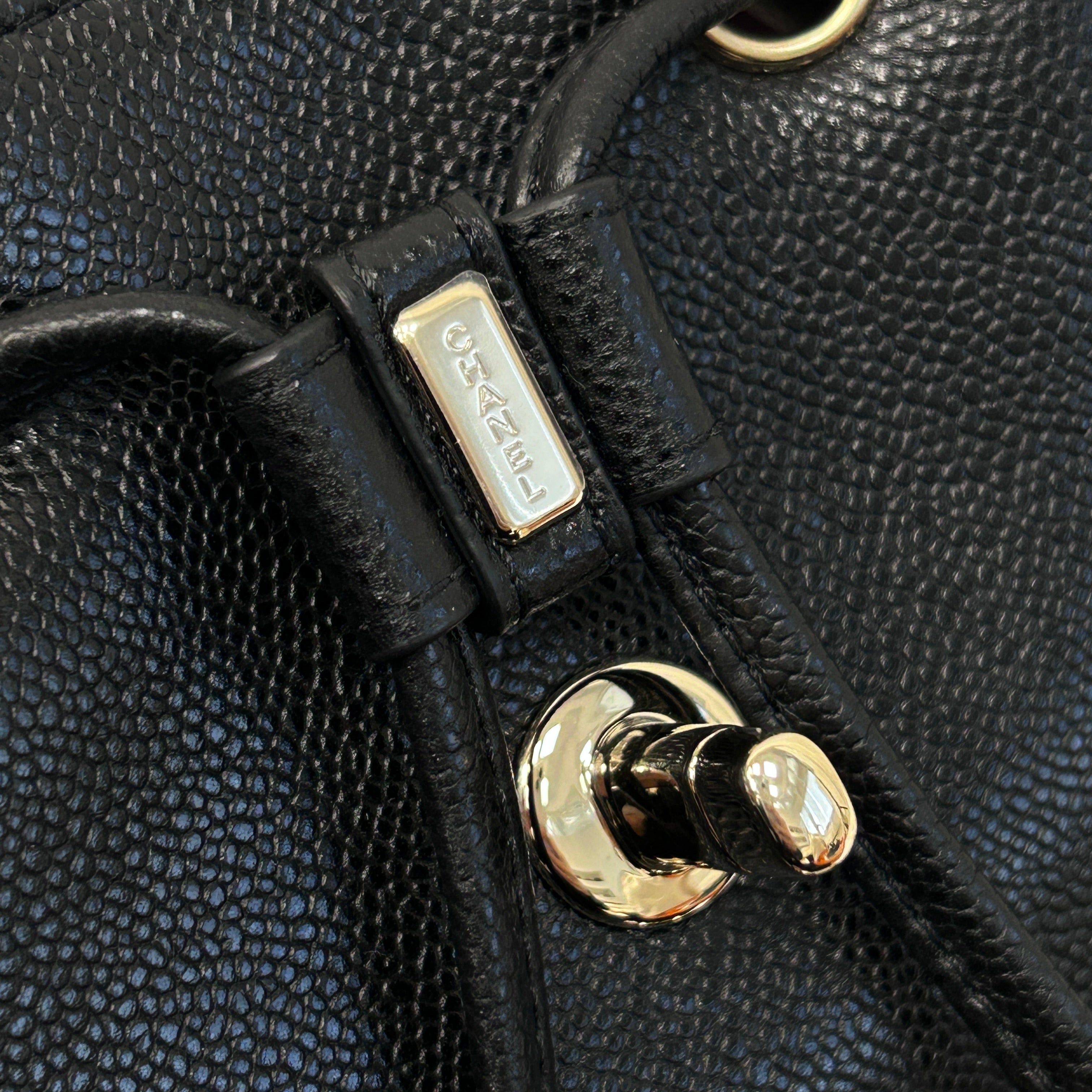 Black Quilted Caviar Leather Business Affinity Backpack Bag w/GHW
