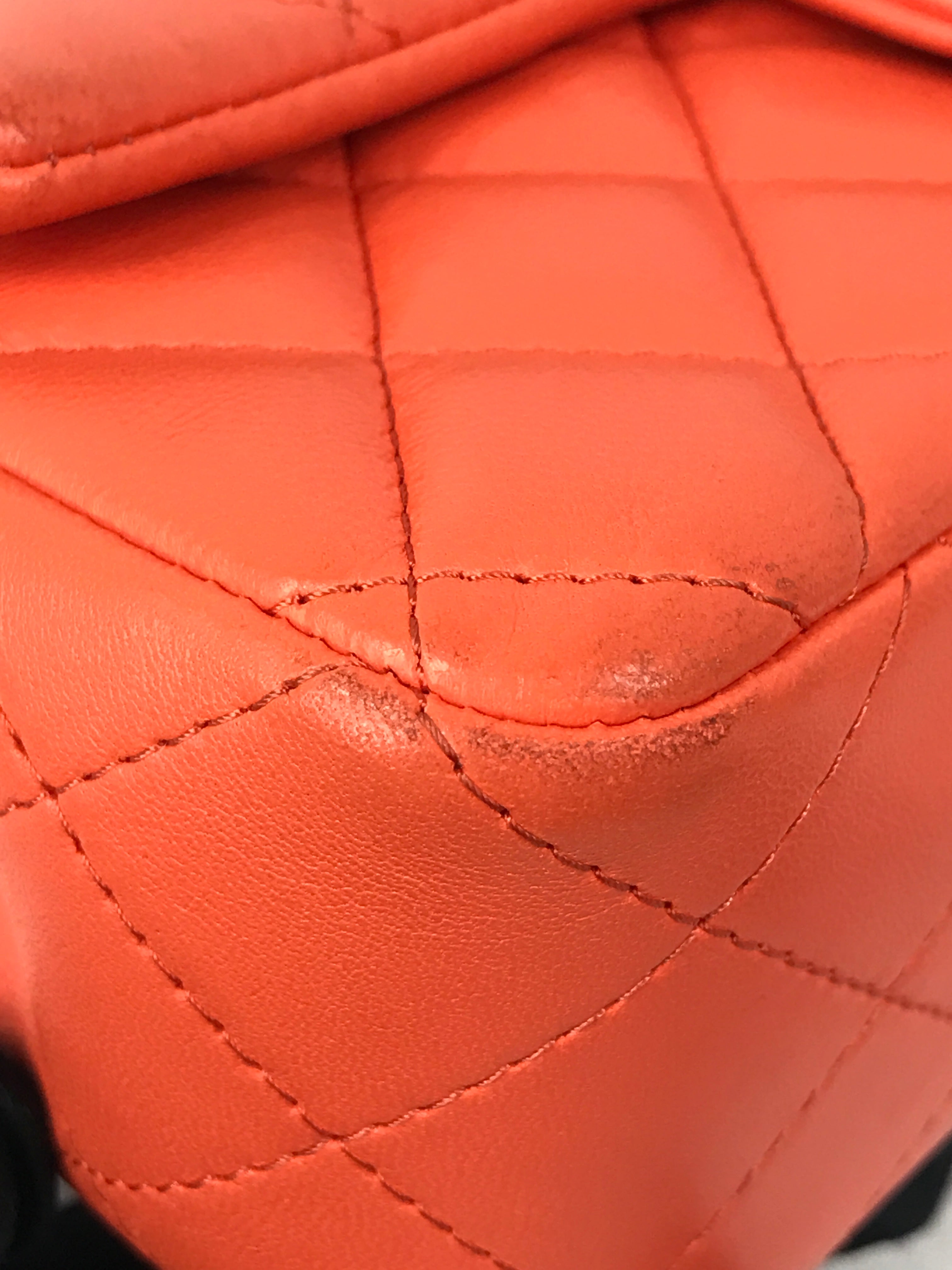 Orange Quilted Lambskin Mini Rectangle w/GHW