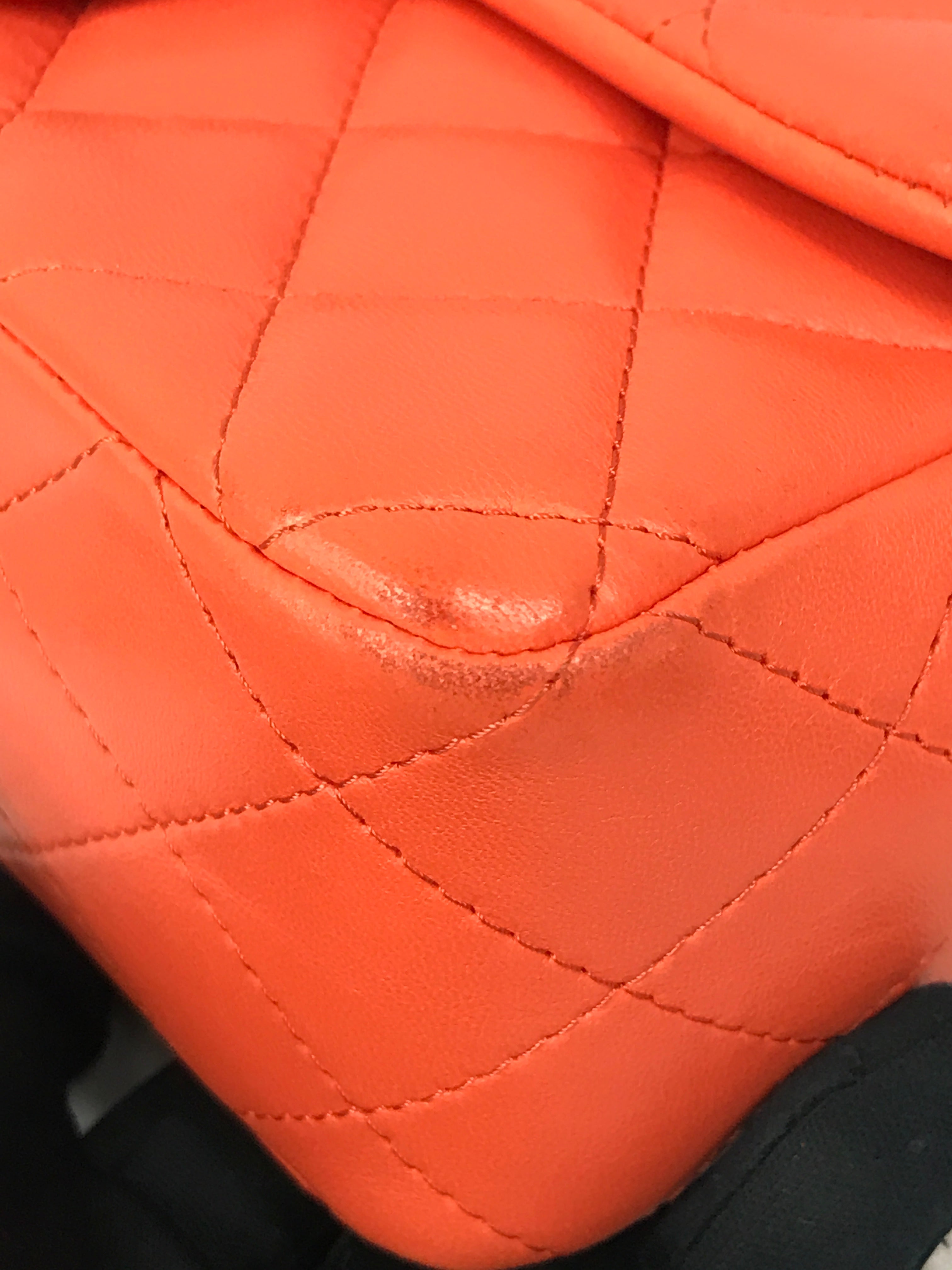 Orange Quilted Lambskin Mini Rectangle w/GHW