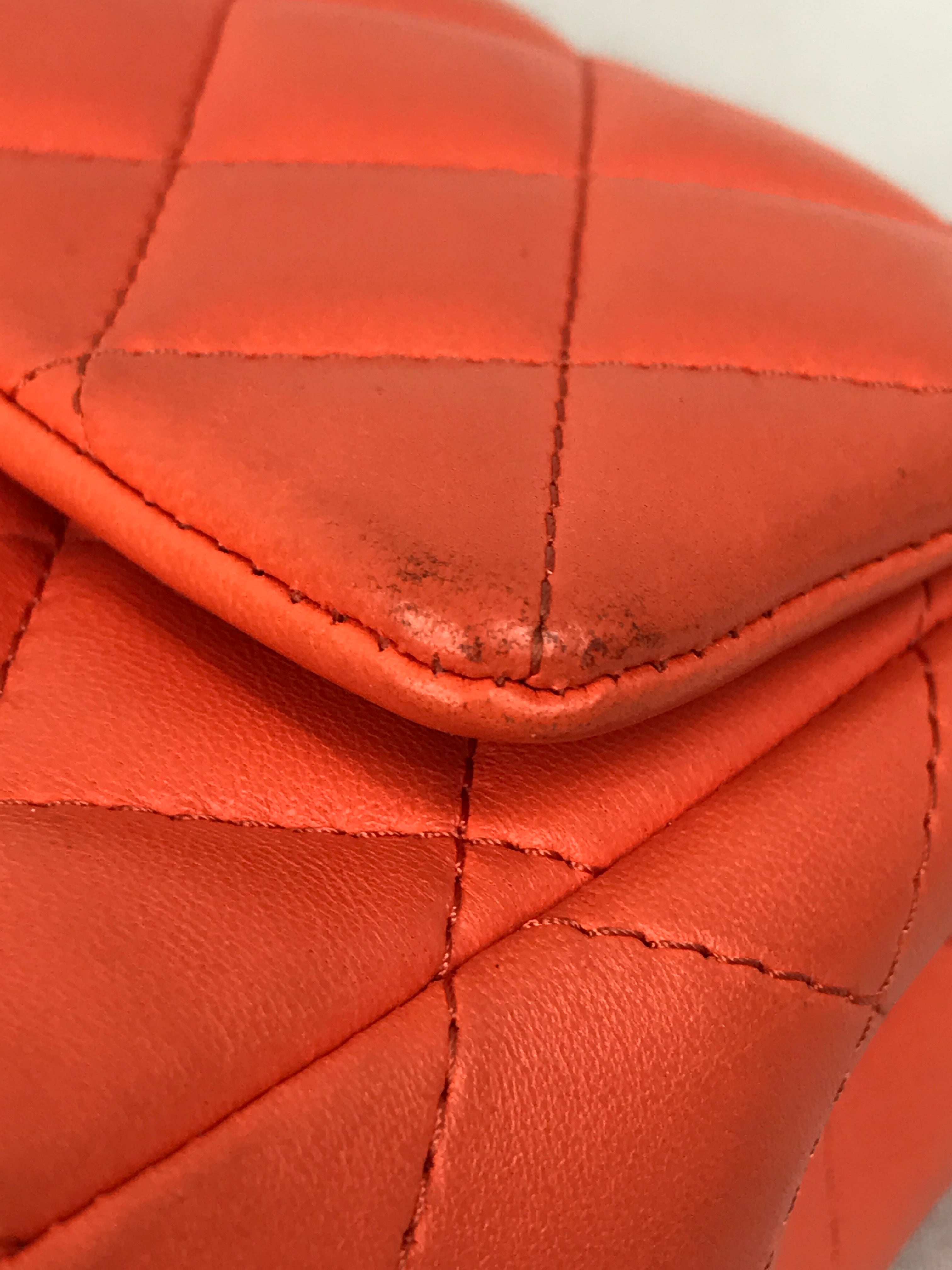 Orange Quilted Lambskin Mini Rectangle w/GHW