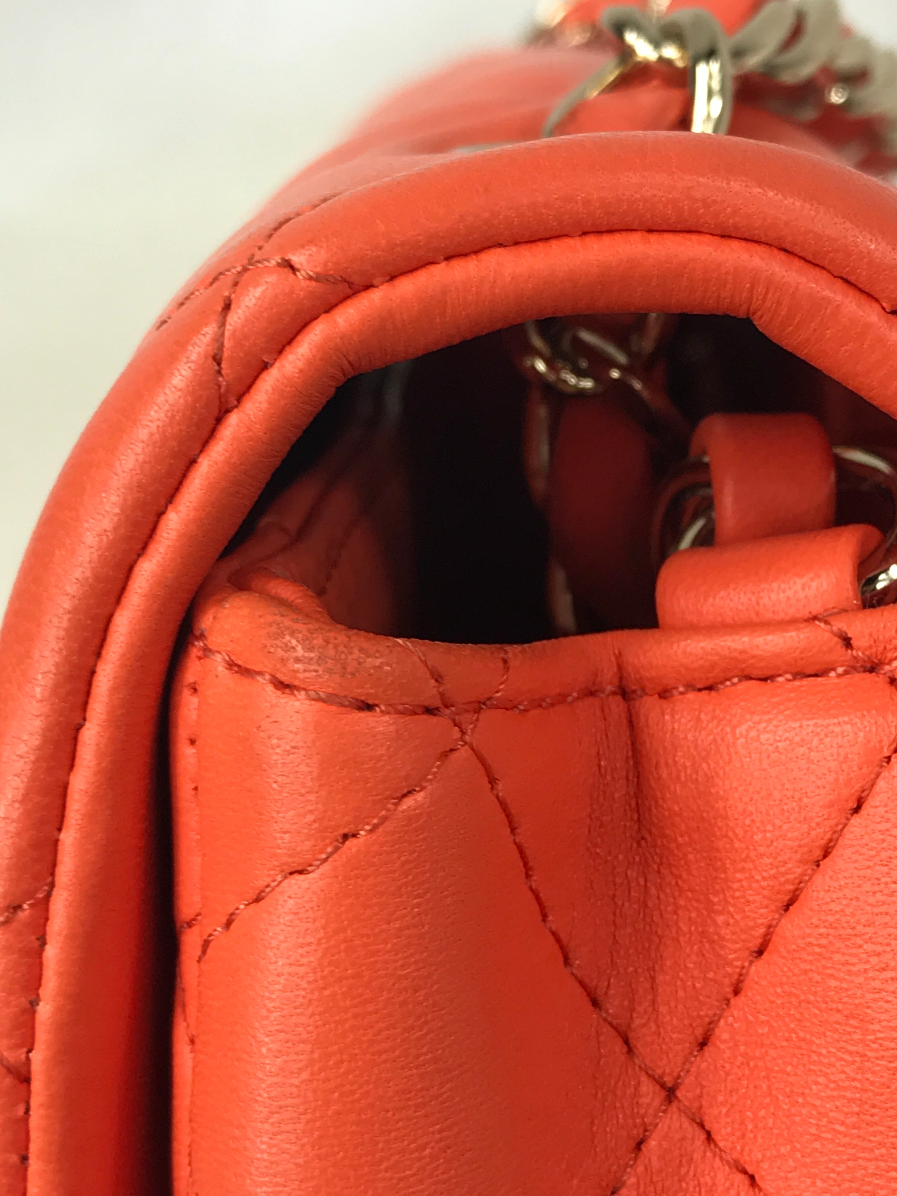Orange Quilted Lambskin Mini Rectangle w/GHW