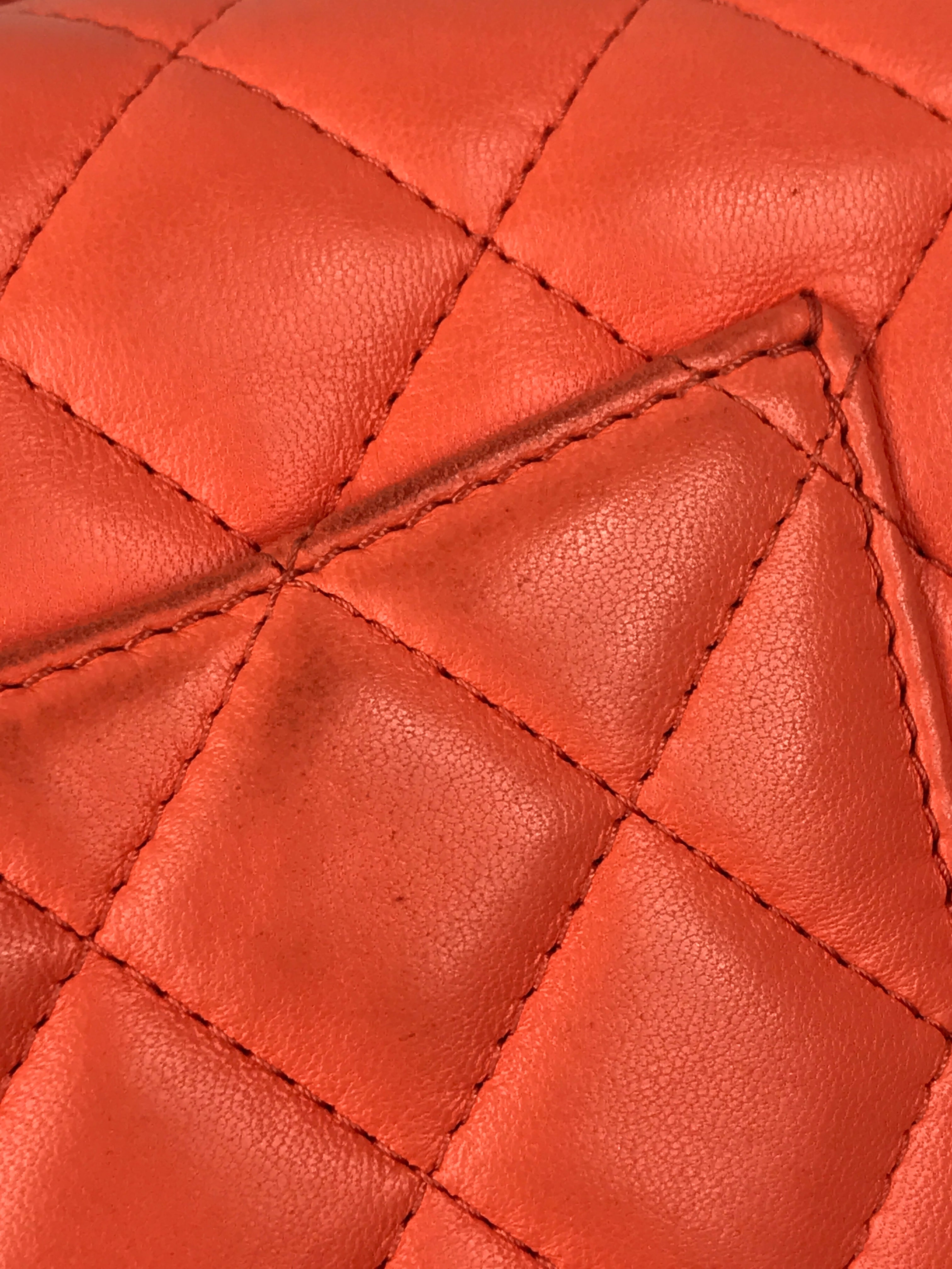 Orange Quilted Lambskin Mini Rectangle w/GHW