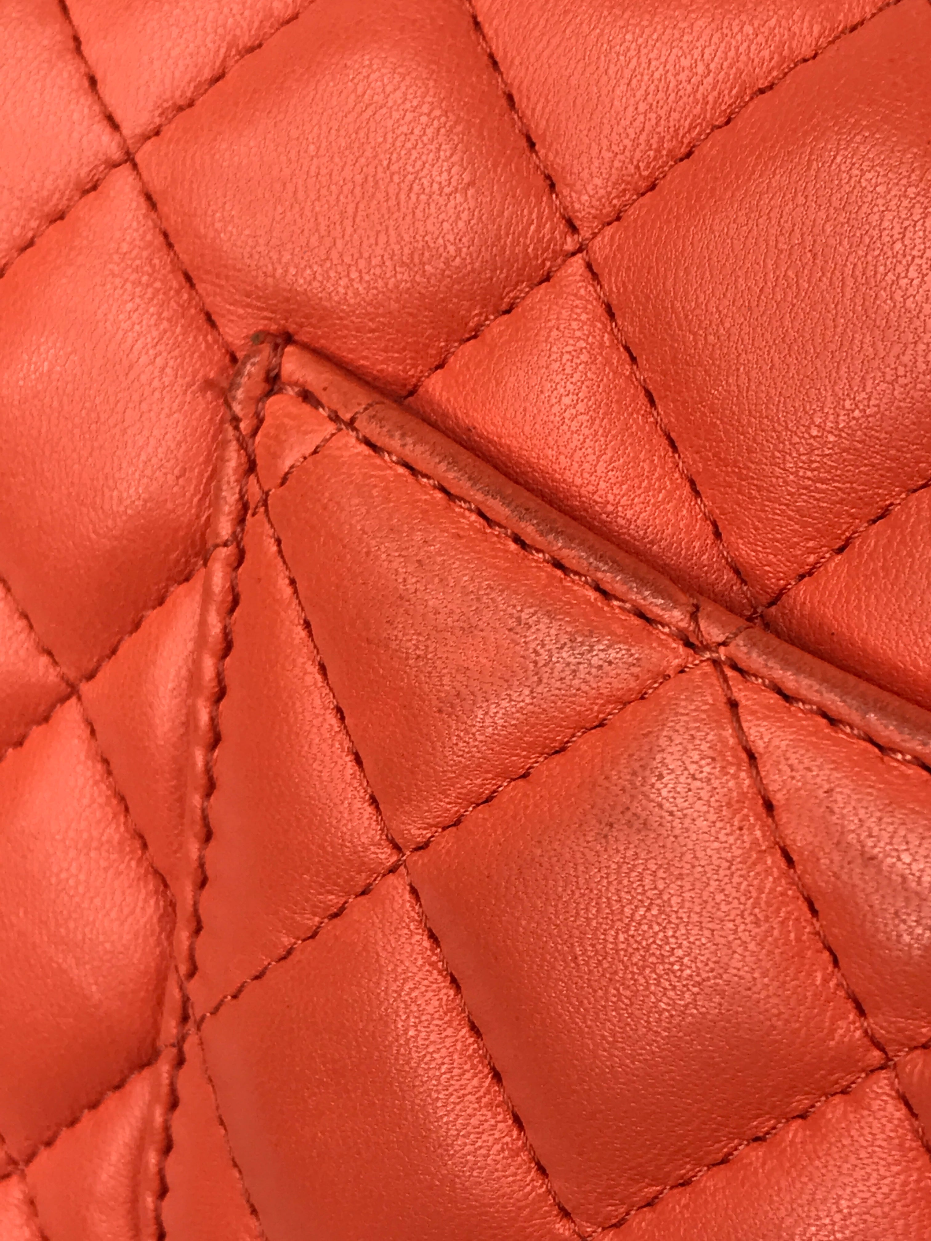 Orange Quilted Lambskin Mini Rectangle w/GHW
