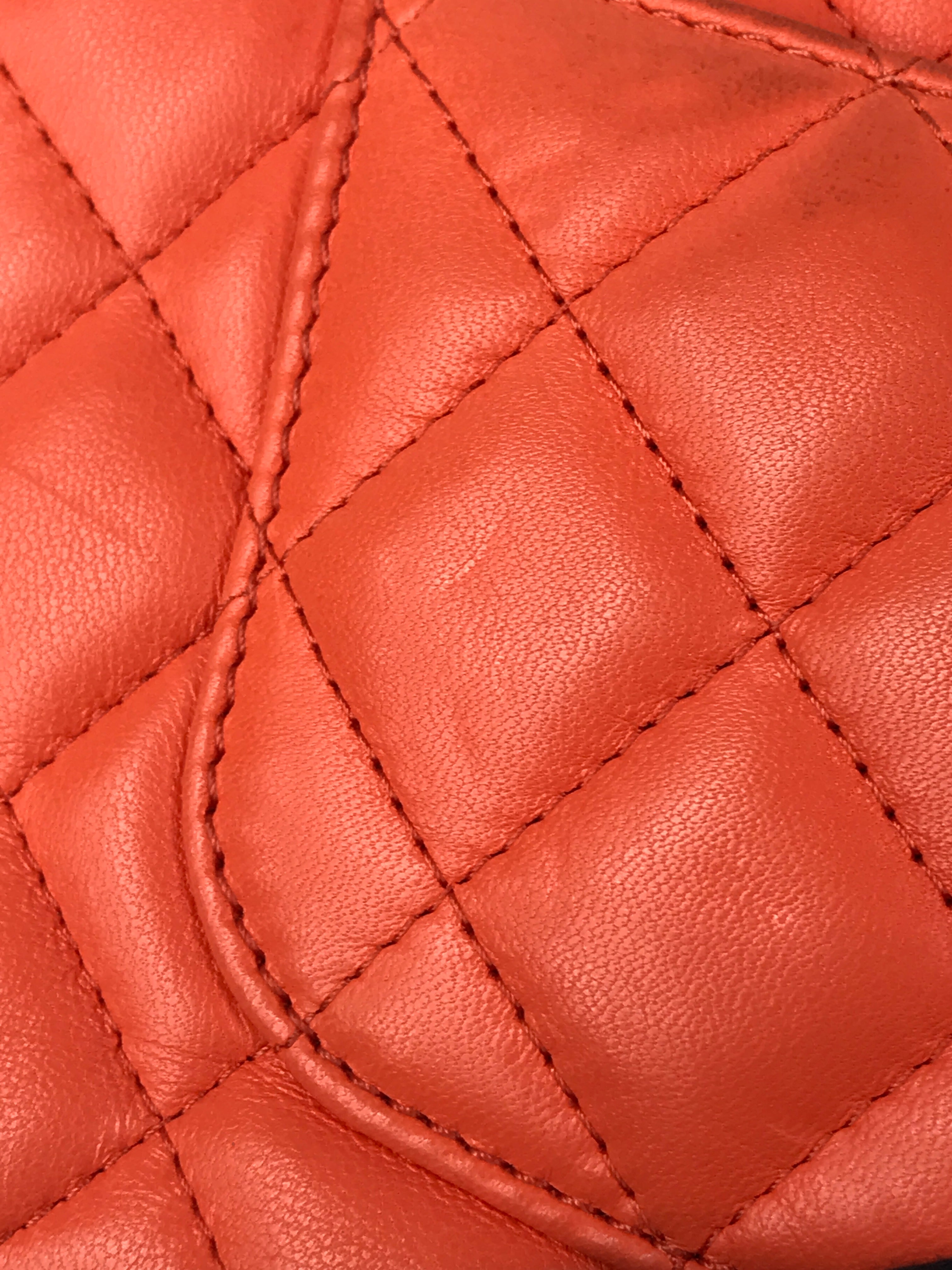 Orange Quilted Lambskin Mini Rectangle w/GHW