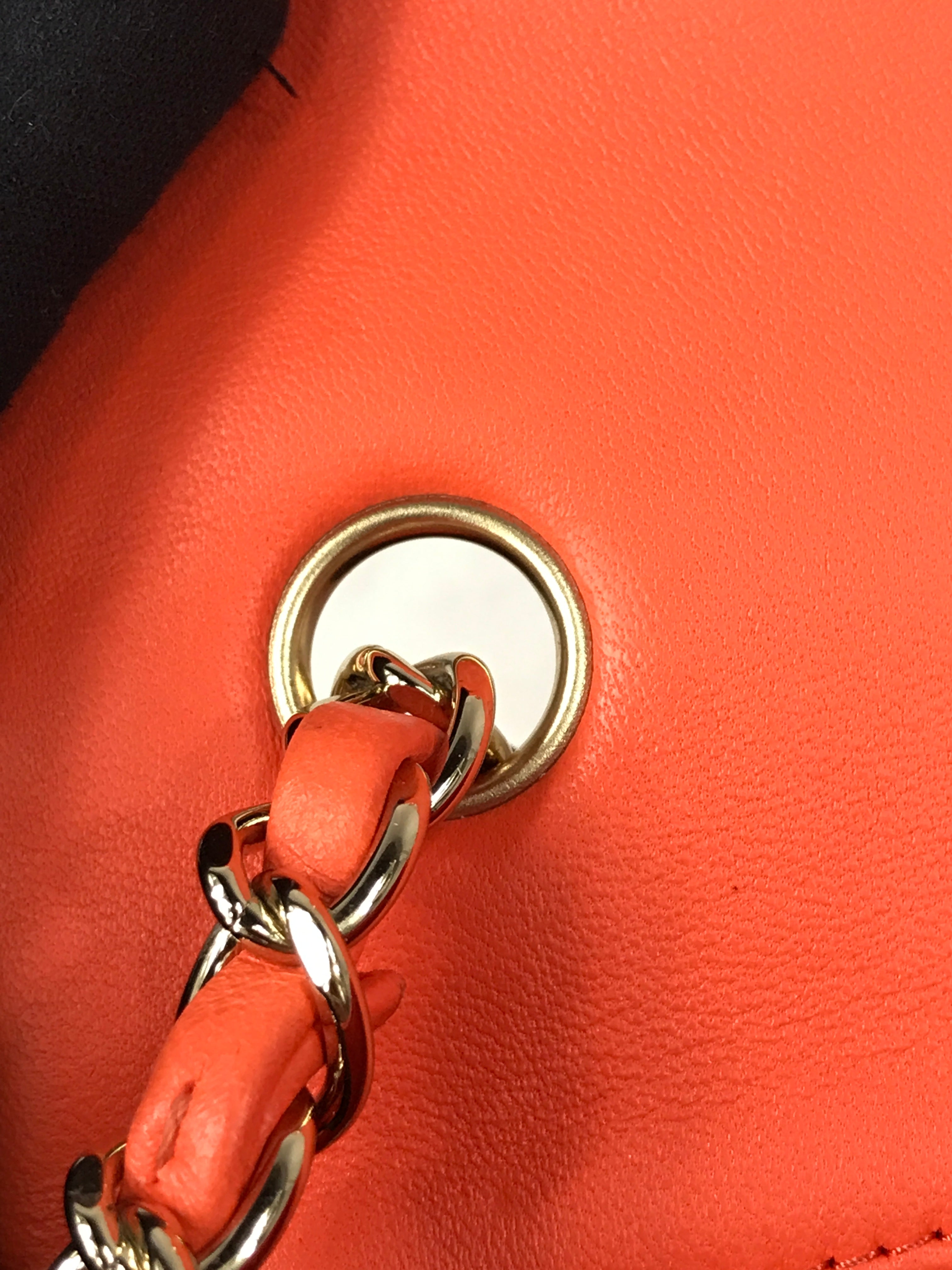 Orange Quilted Lambskin Mini Rectangle w/GHW