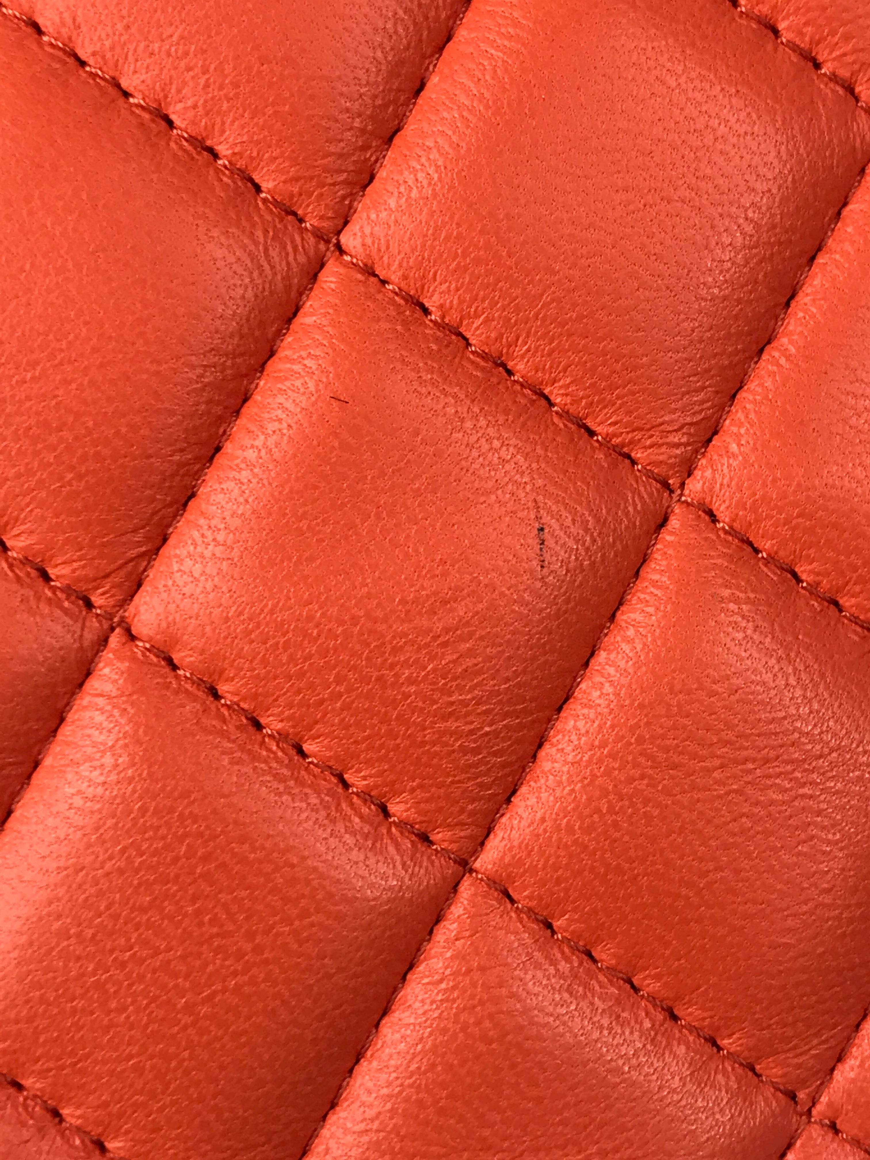 Orange Quilted Lambskin Mini Rectangle w/GHW