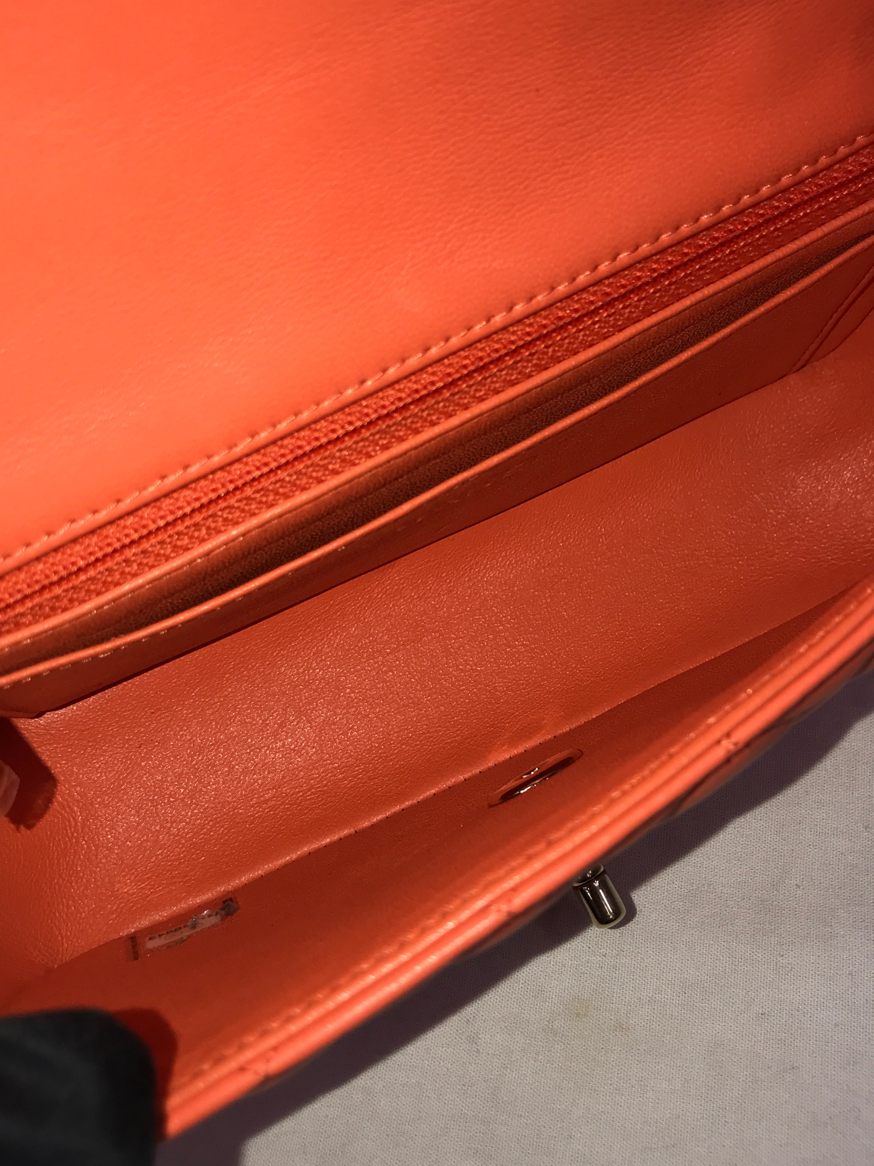 Orange Quilted Lambskin Mini Rectangle w/GHW