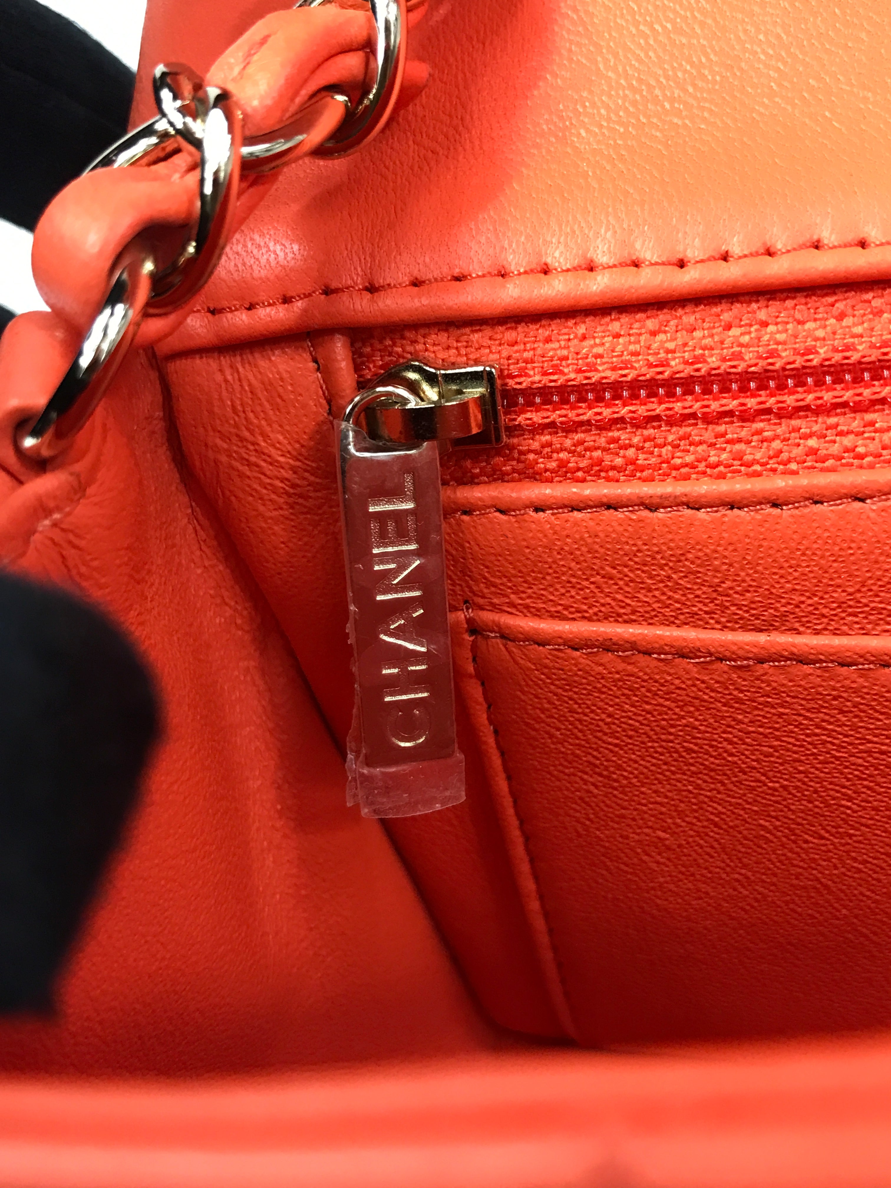 Orange Quilted Lambskin Mini Rectangle w/GHW