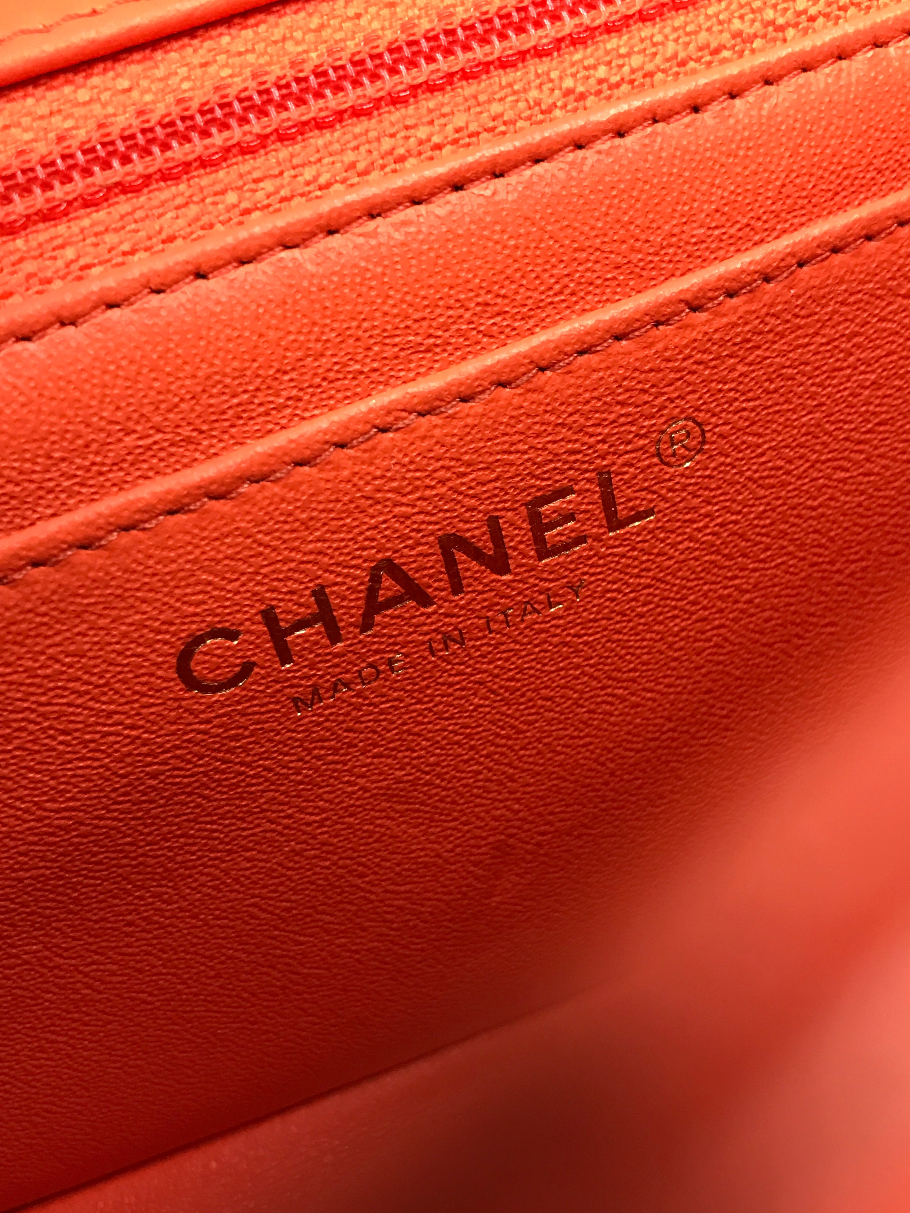 Orange Quilted Lambskin Mini Rectangle w/GHW