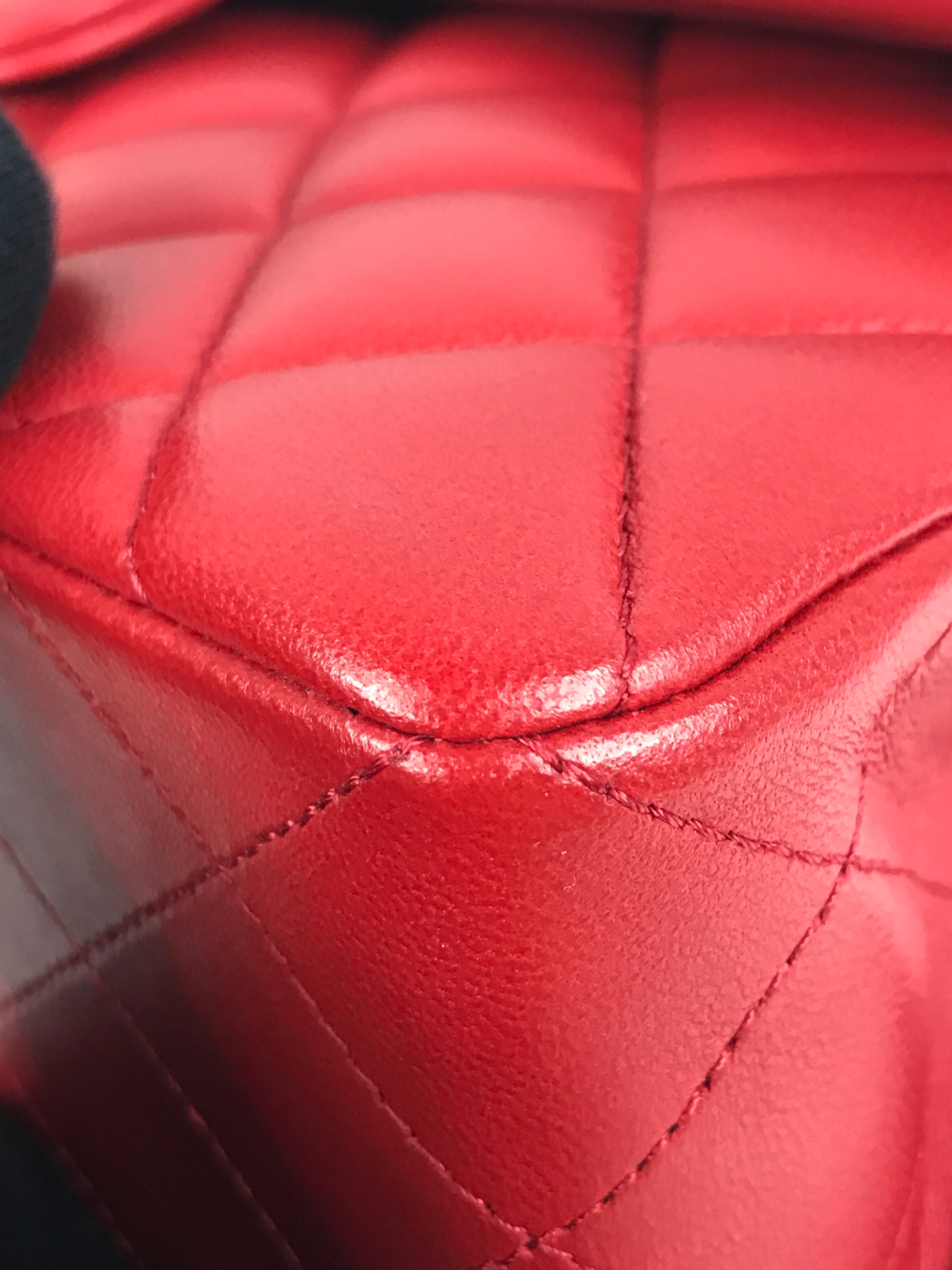 Red Quilted Small Lambskin Double Classic Flap w/GHW