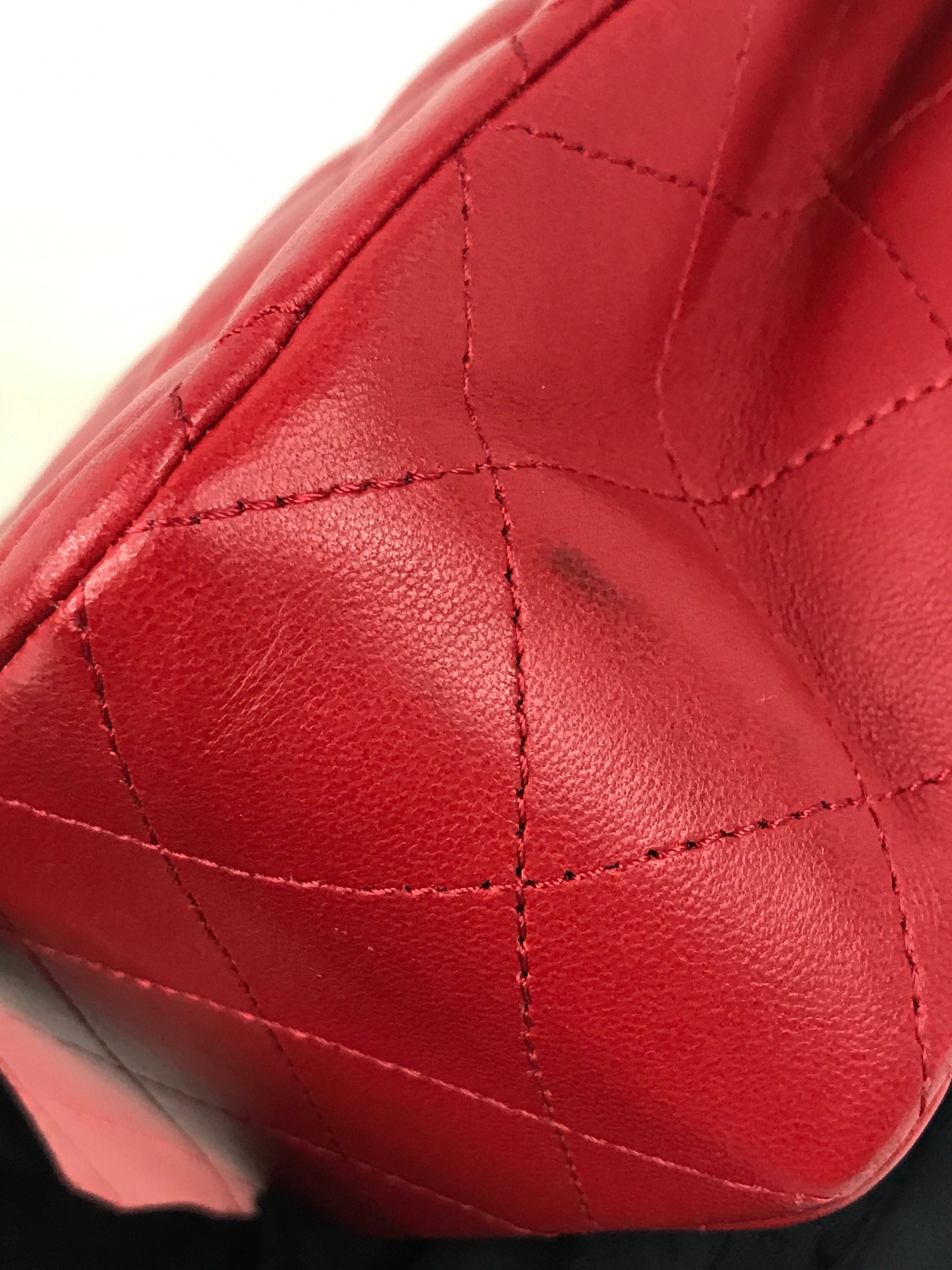 Red Quilted Small Lambskin Double Classic Flap w/GHW