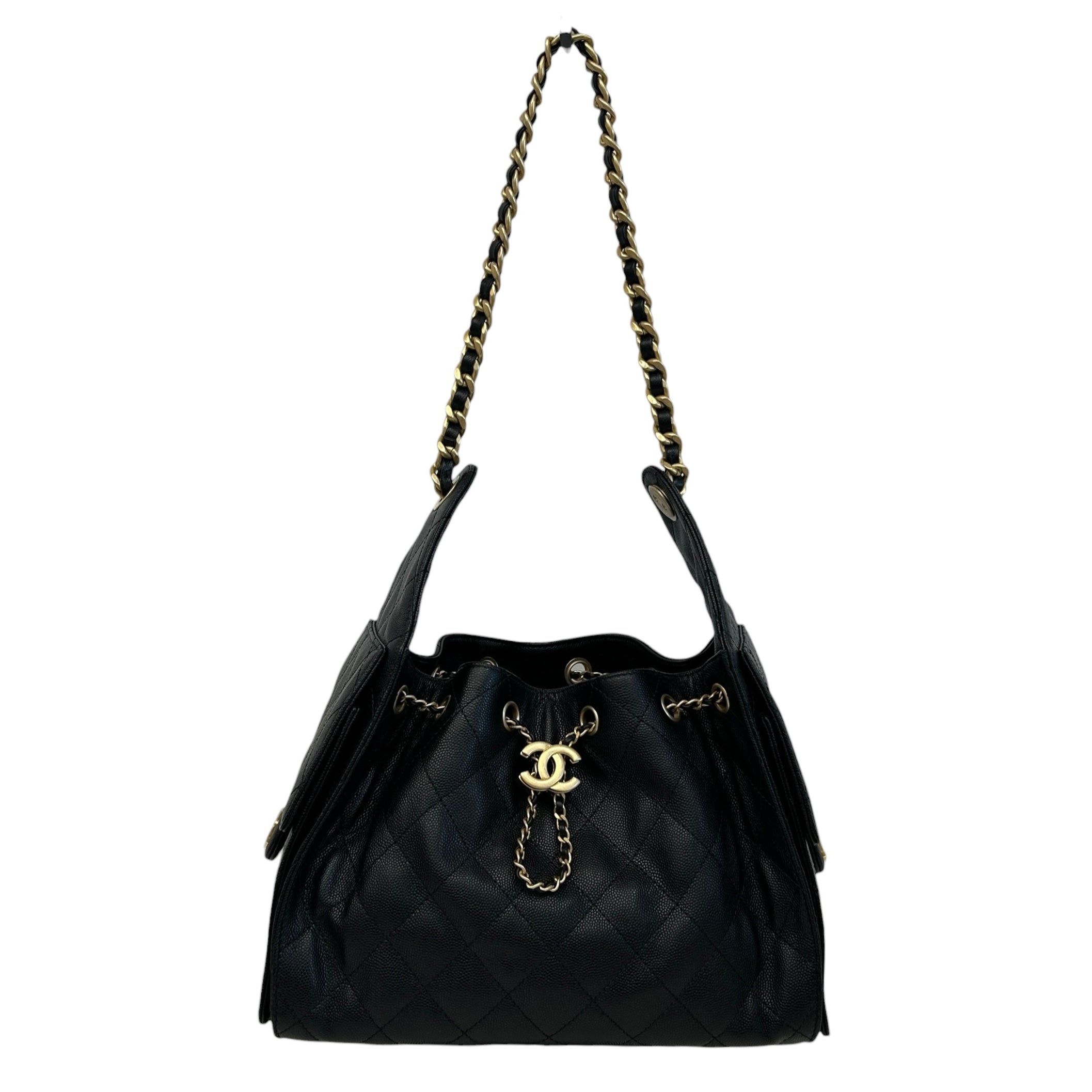Black Quilted Caviar Leather Small 25 Bag w/GHW