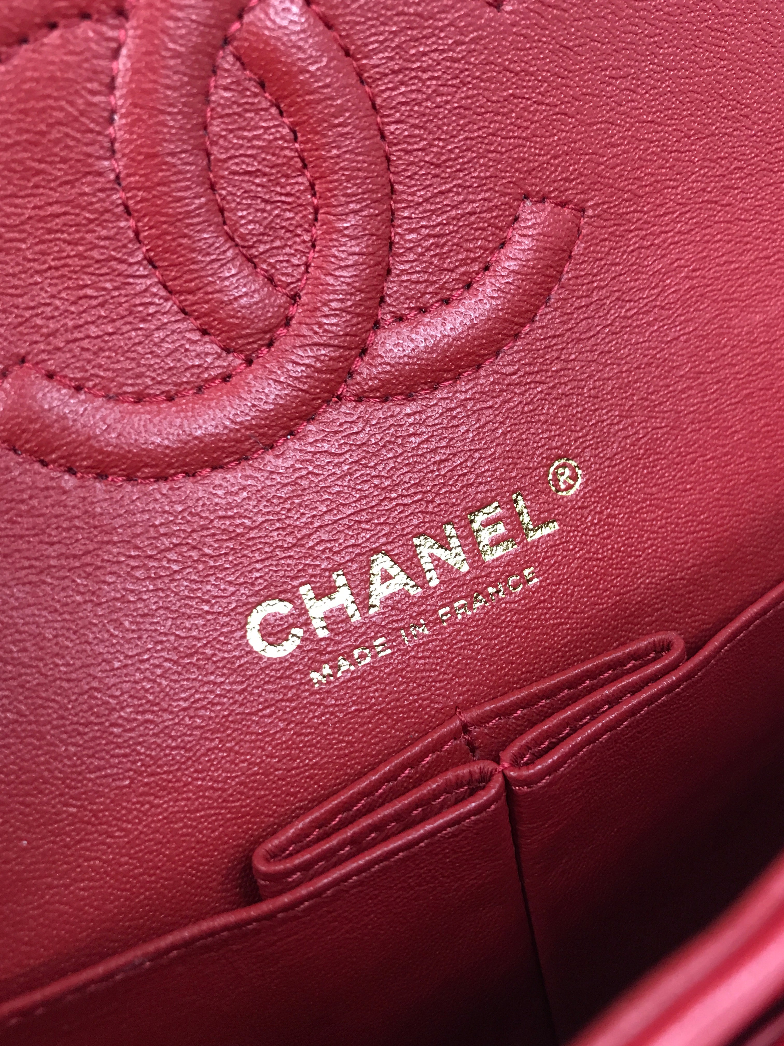 Red Quilted Small Lambskin Double Classic Flap w/GHW