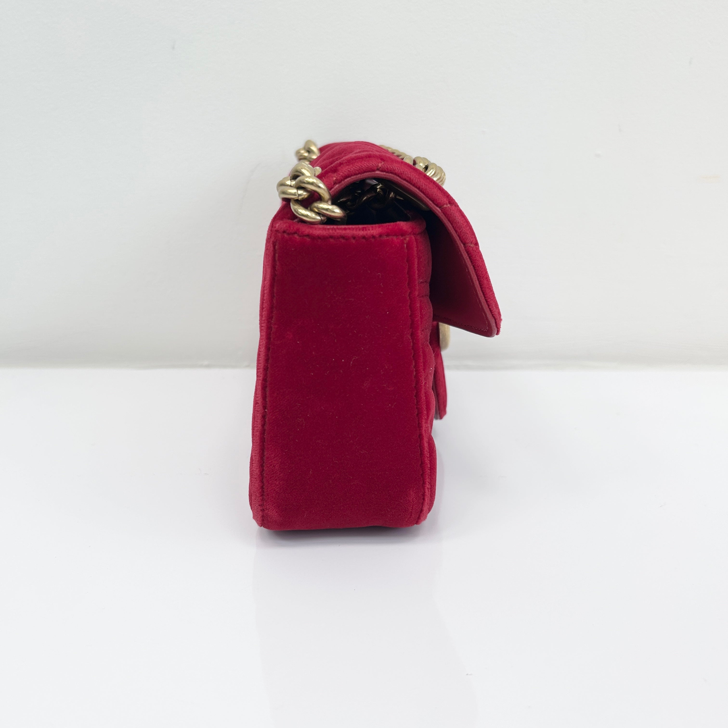 Red Velvet Matelasse Medium GG Marmont Bag w/GHW