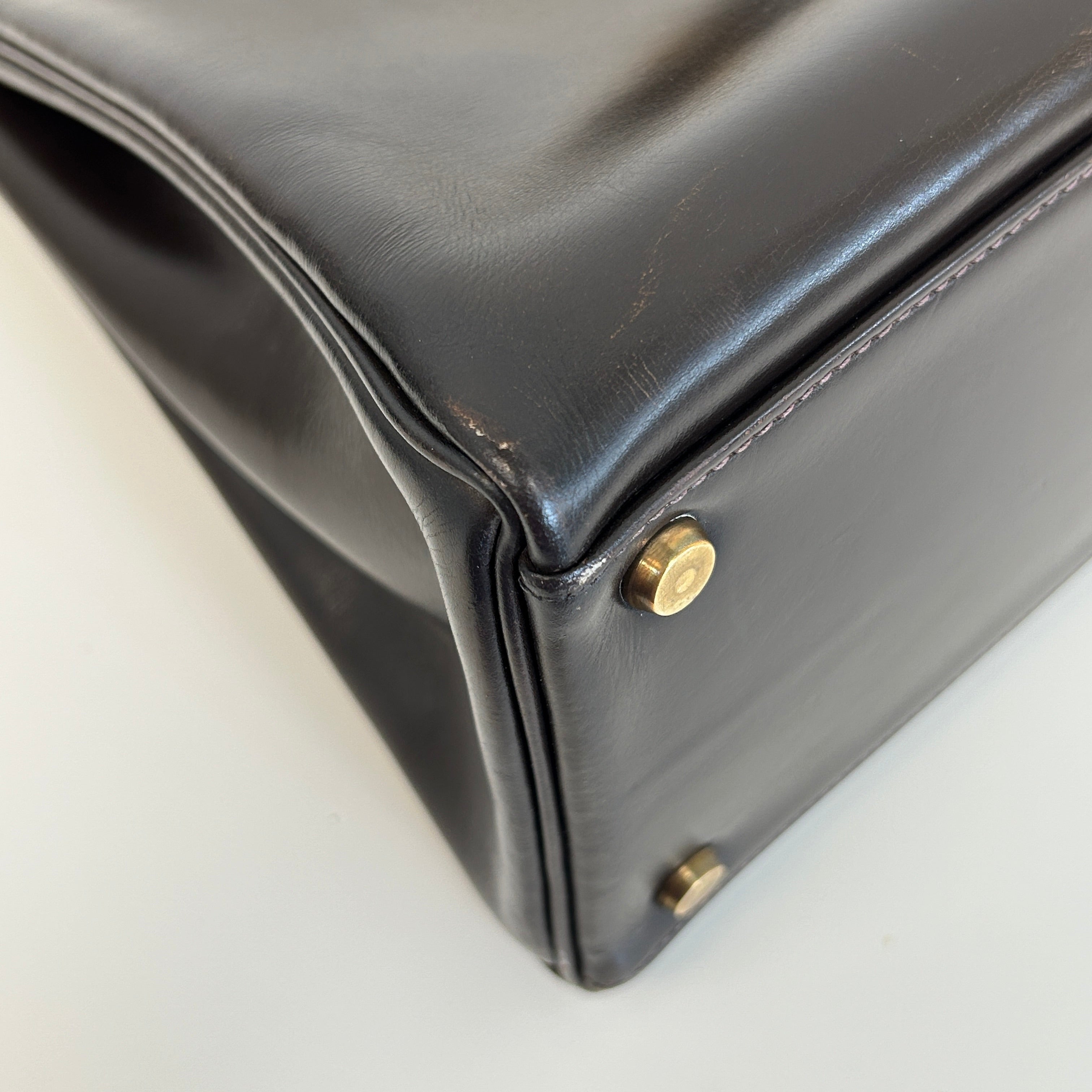Vintage Kelly 32 Box Calf Leather Retourné w/LGHW