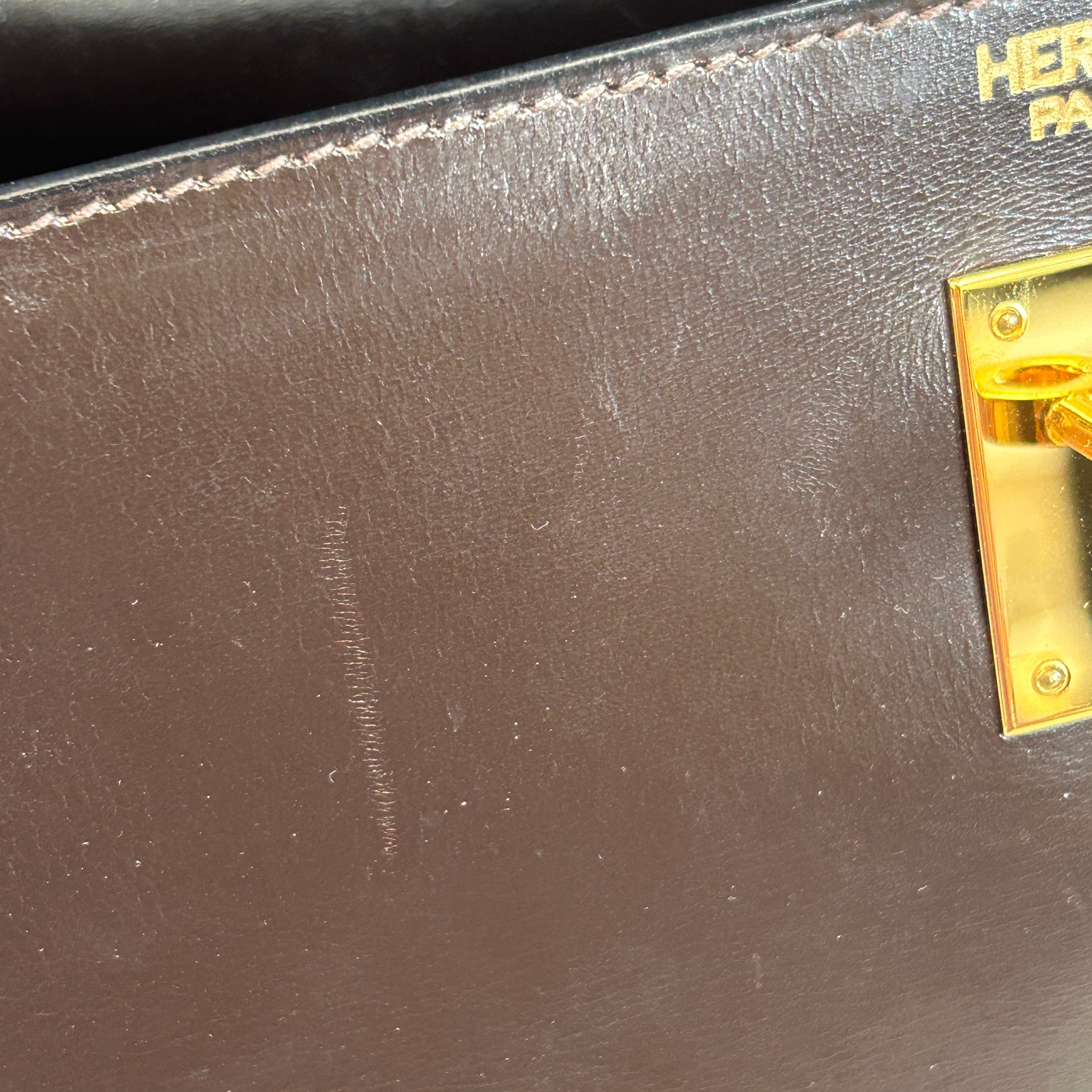 Vintage Kelly 32 Box Calf Leather Retourné w/LGHW