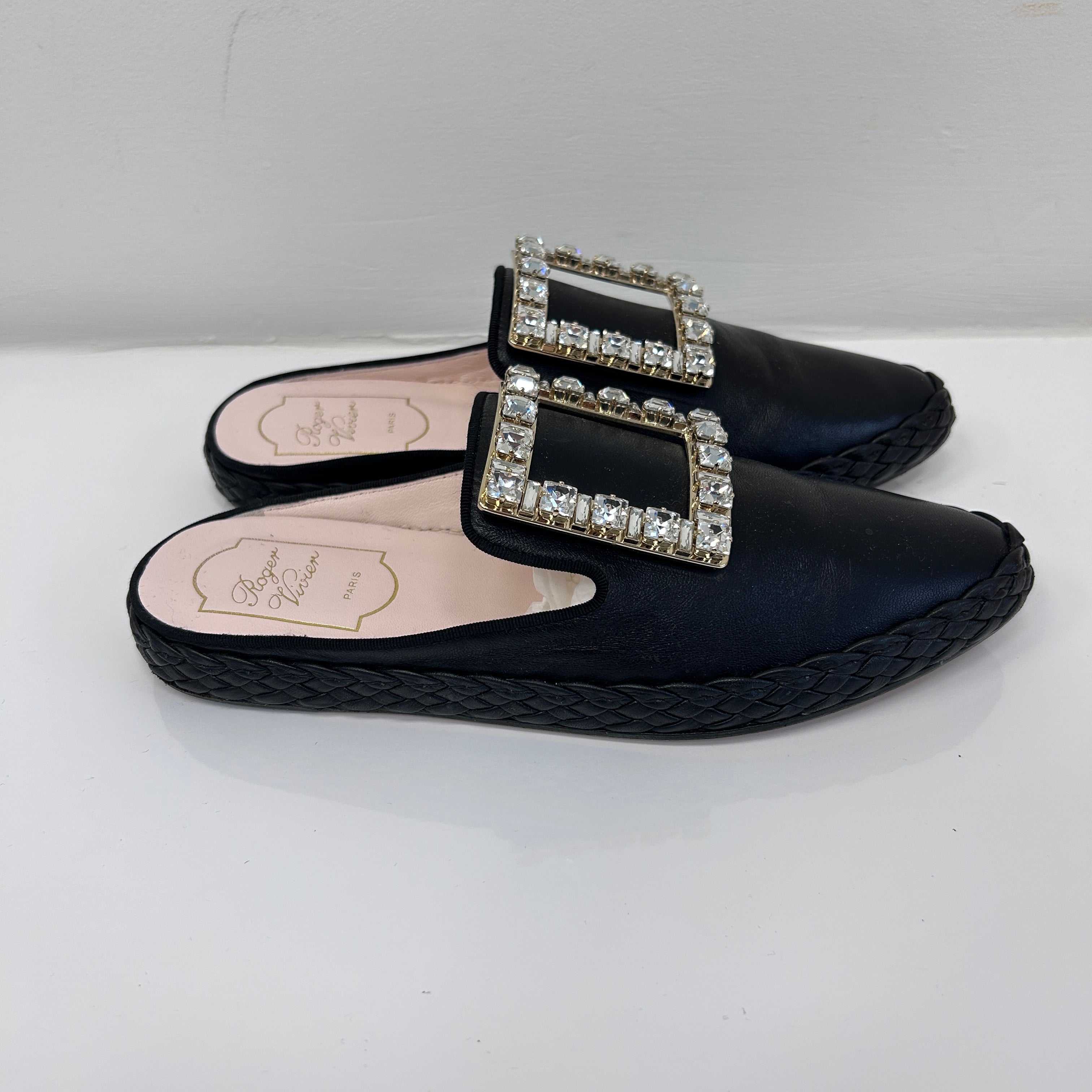 Black Rv Lounge Strass Buckle Mules