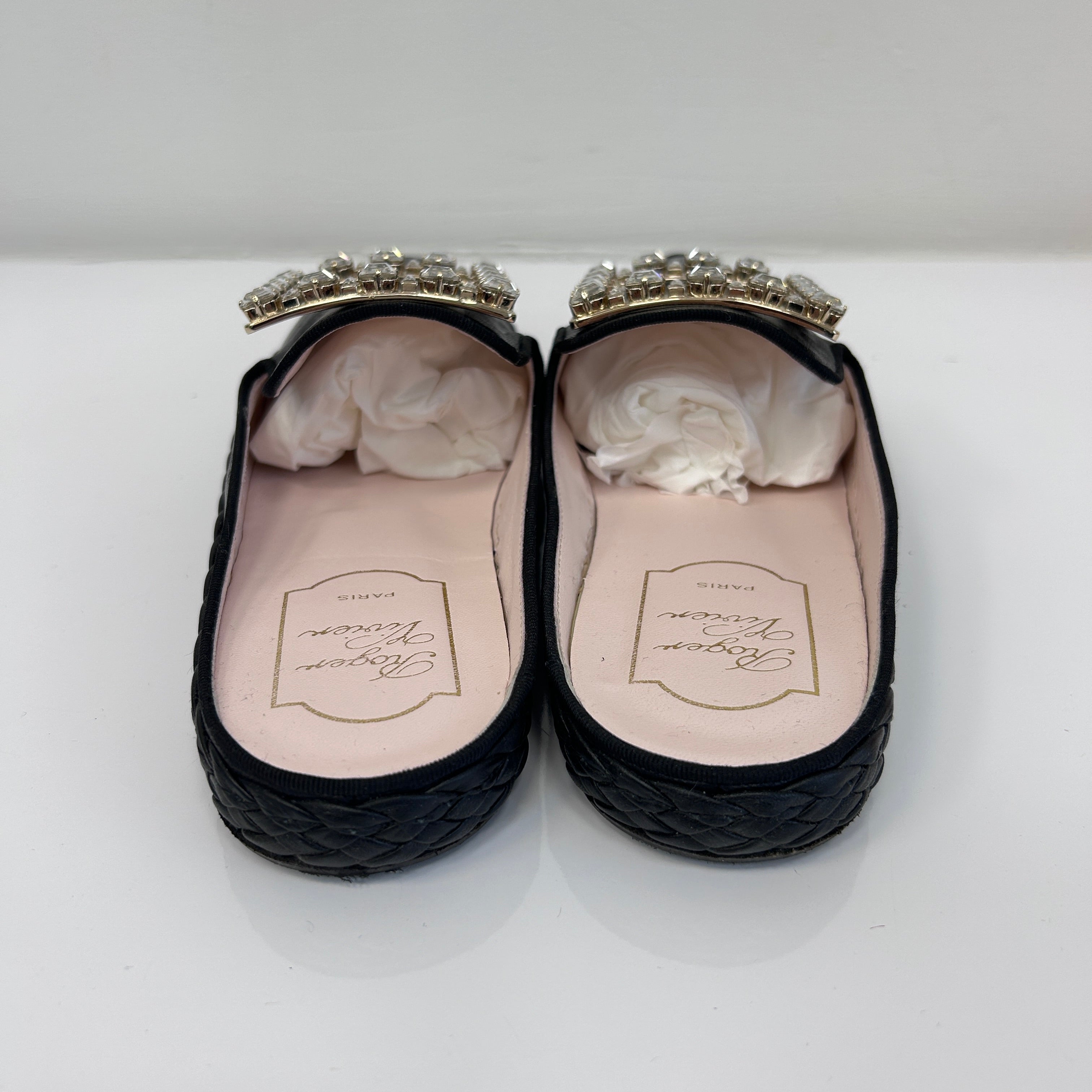 Black Rv Lounge Strass Buckle Mules