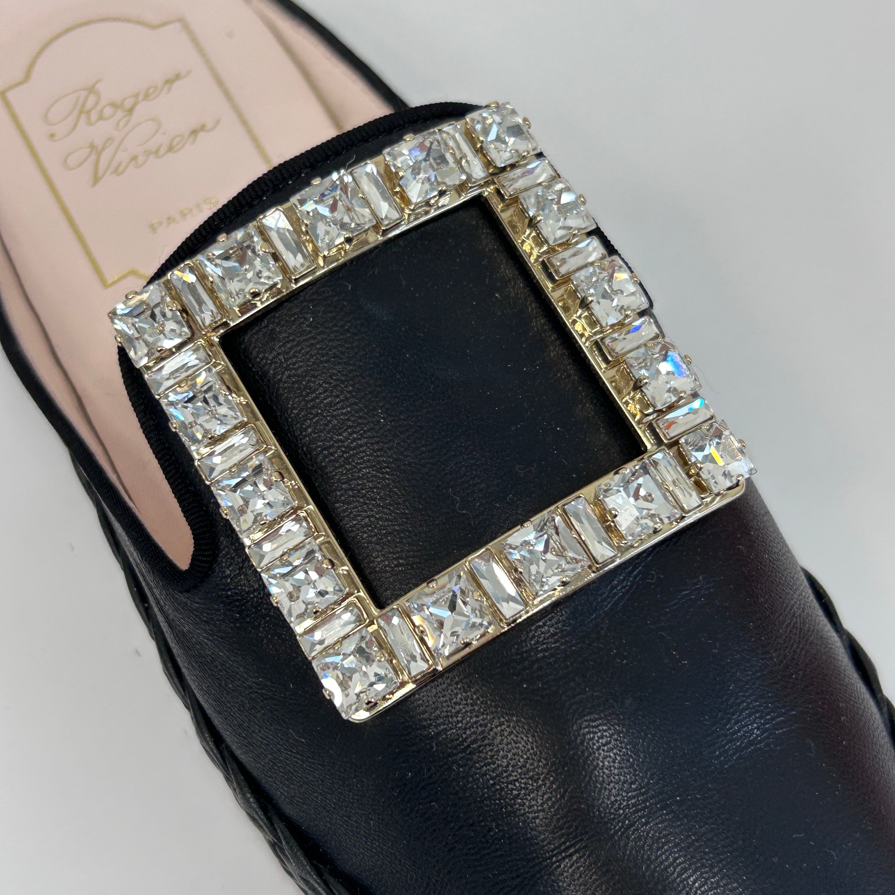 Black Rv Lounge Strass Buckle Mules
