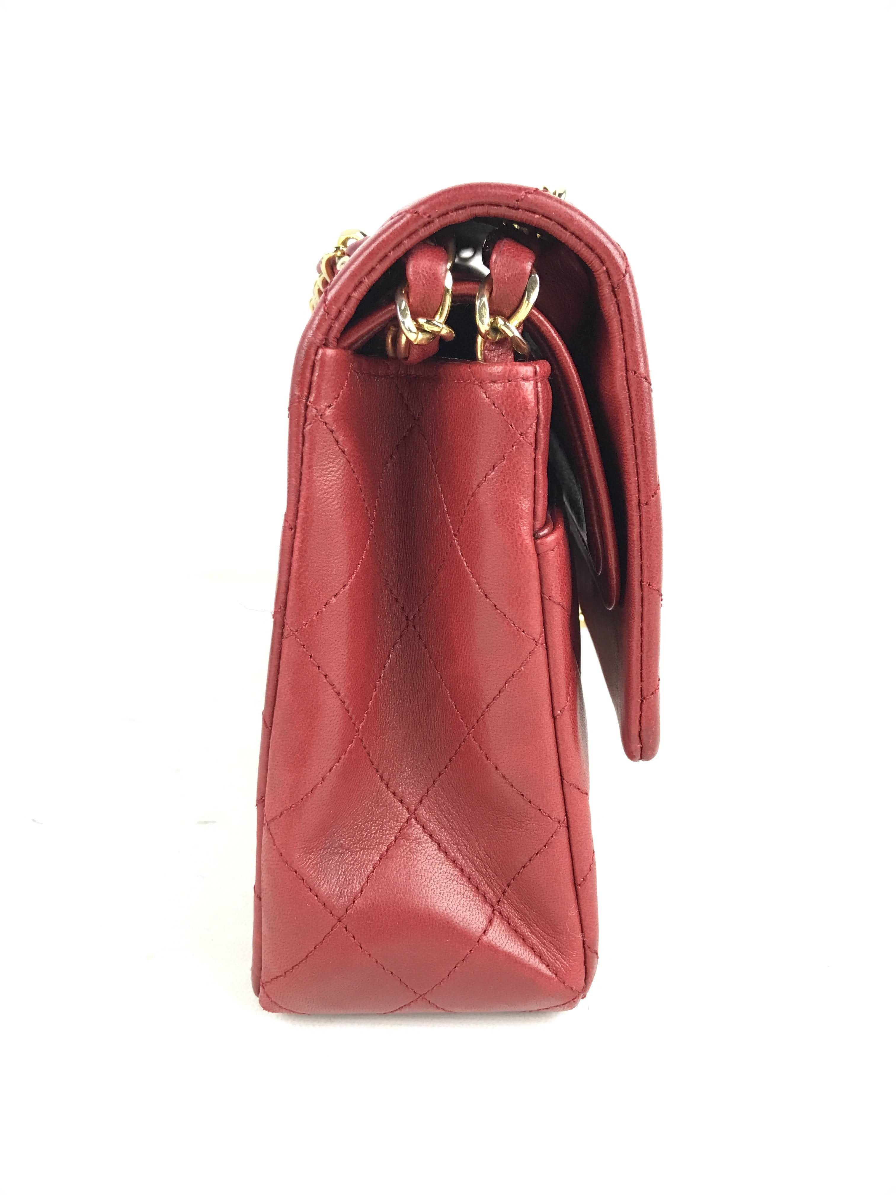 Vintage Red Medium Double Flap Bag W/24K GHW