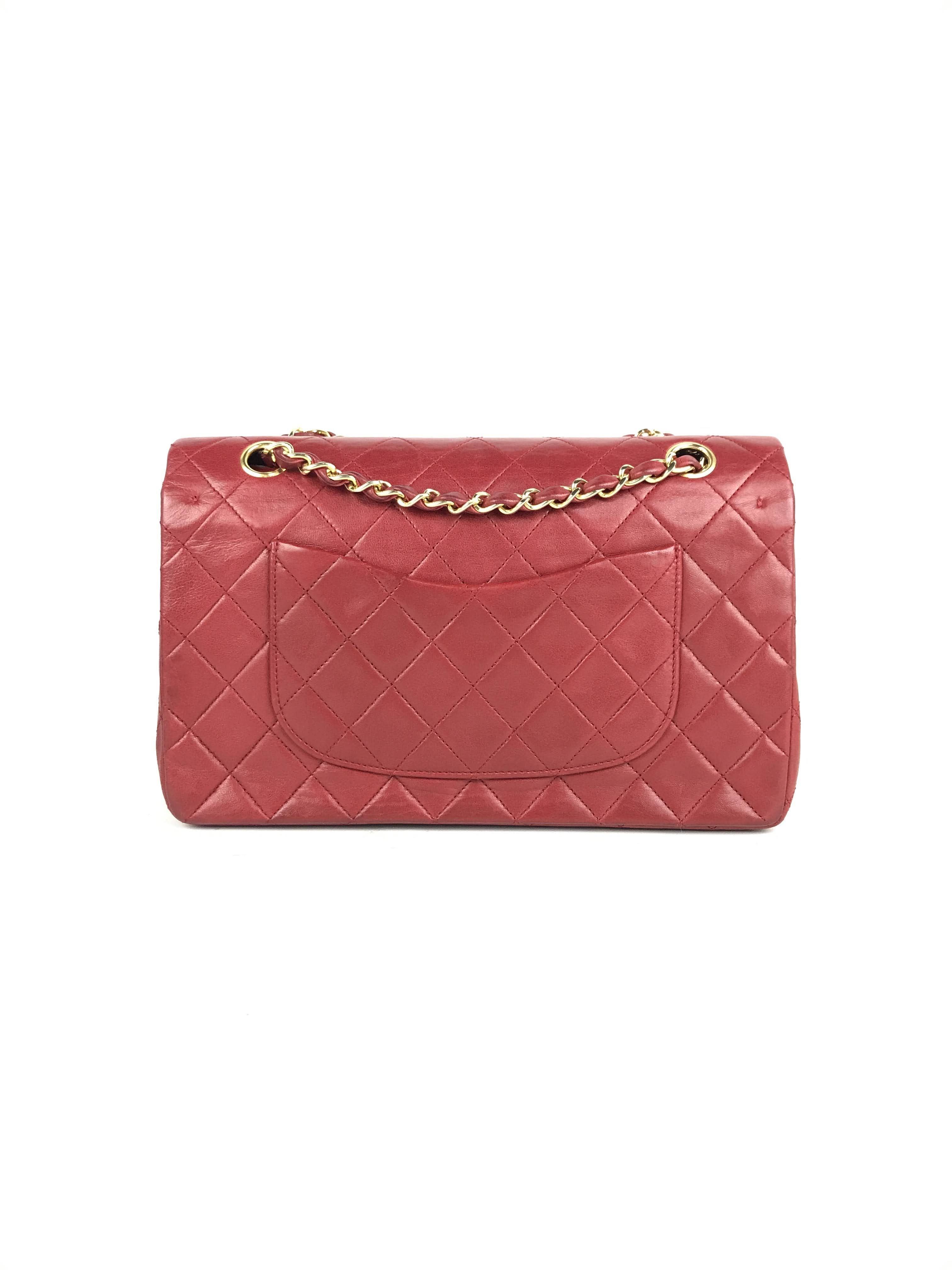 Vintage Red Medium Double Flap Bag W/24K GHW