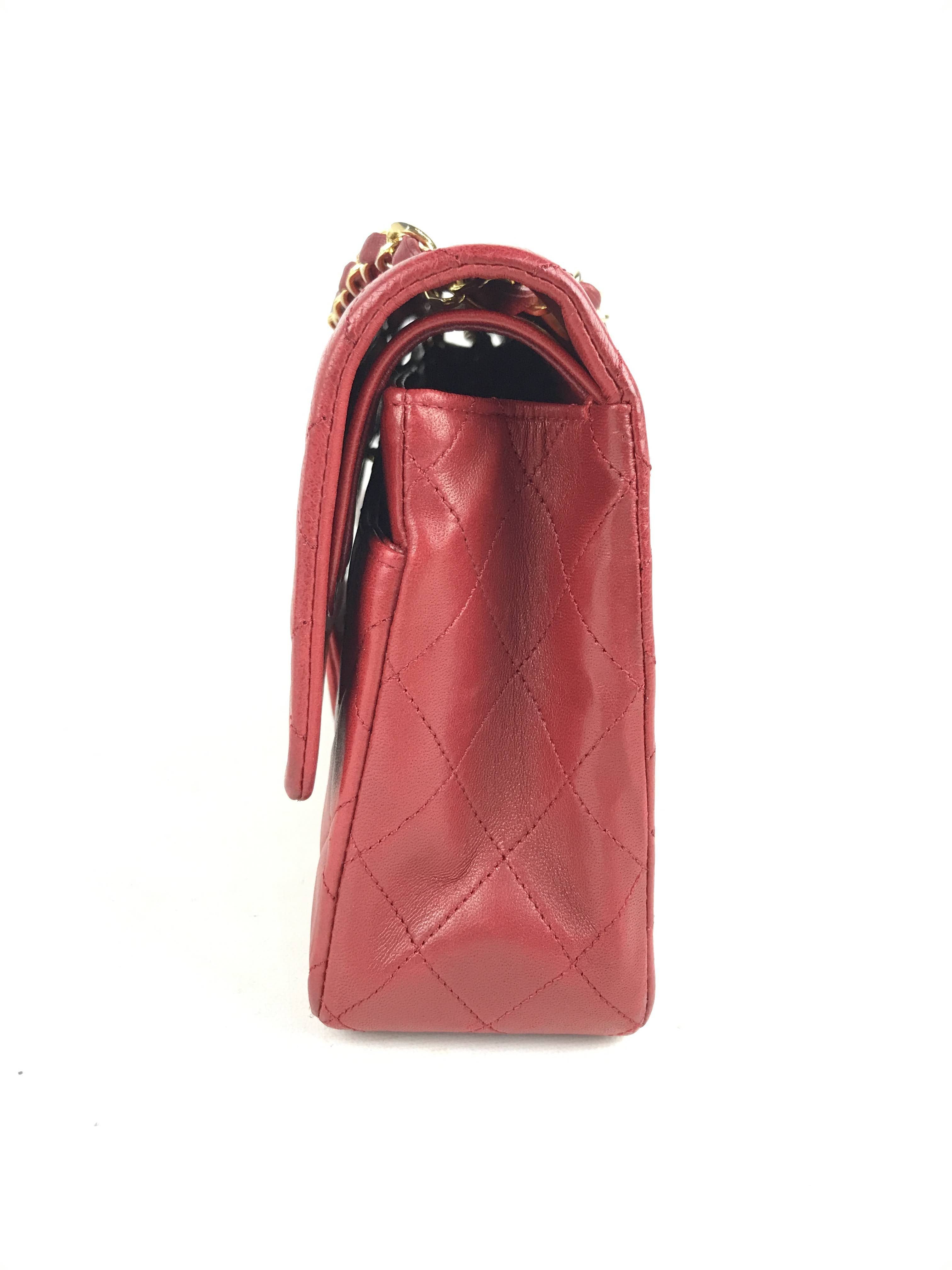 Vintage Red Medium Double Flap Bag W/24K GHW