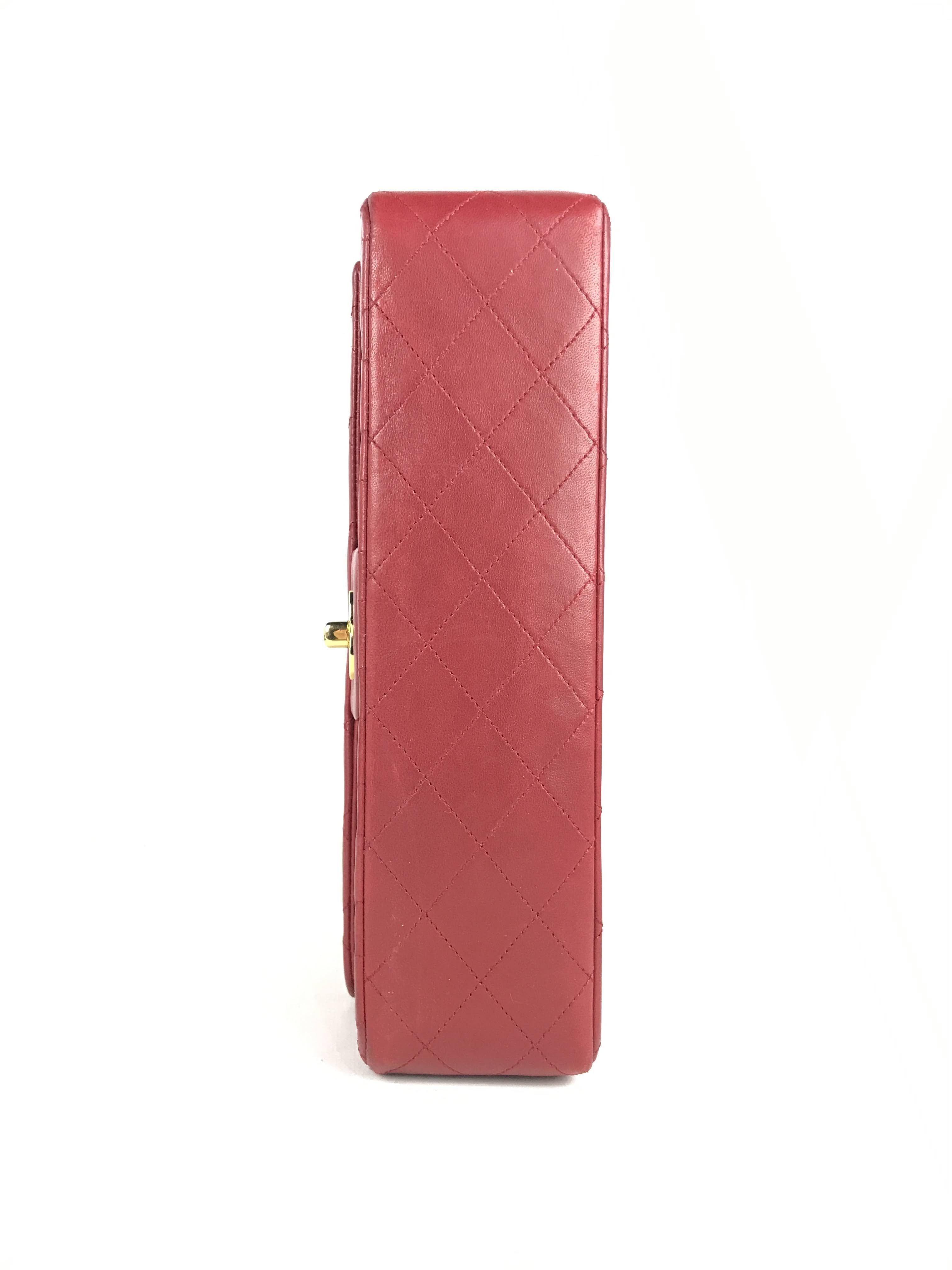 Vintage Red Medium Double Flap Bag W/24K GHW