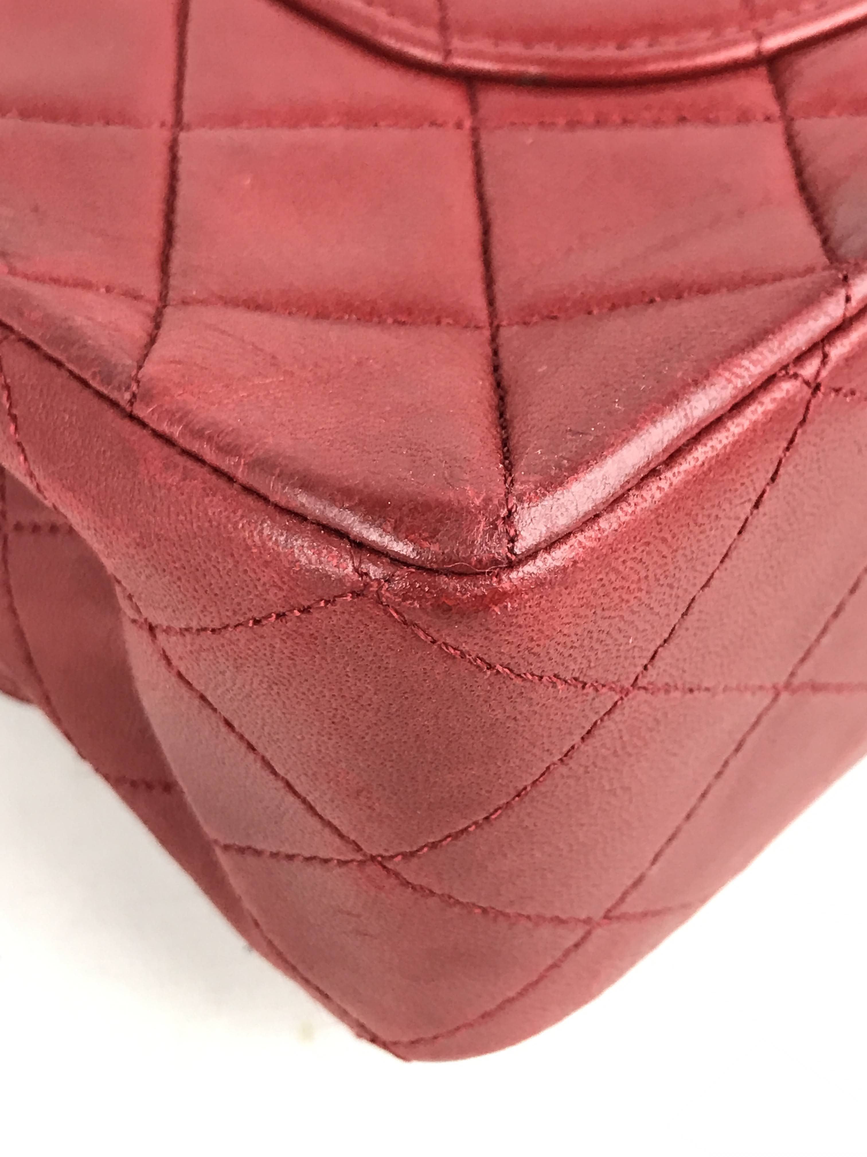 Vintage Red Medium Double Flap Bag W/24K GHW
