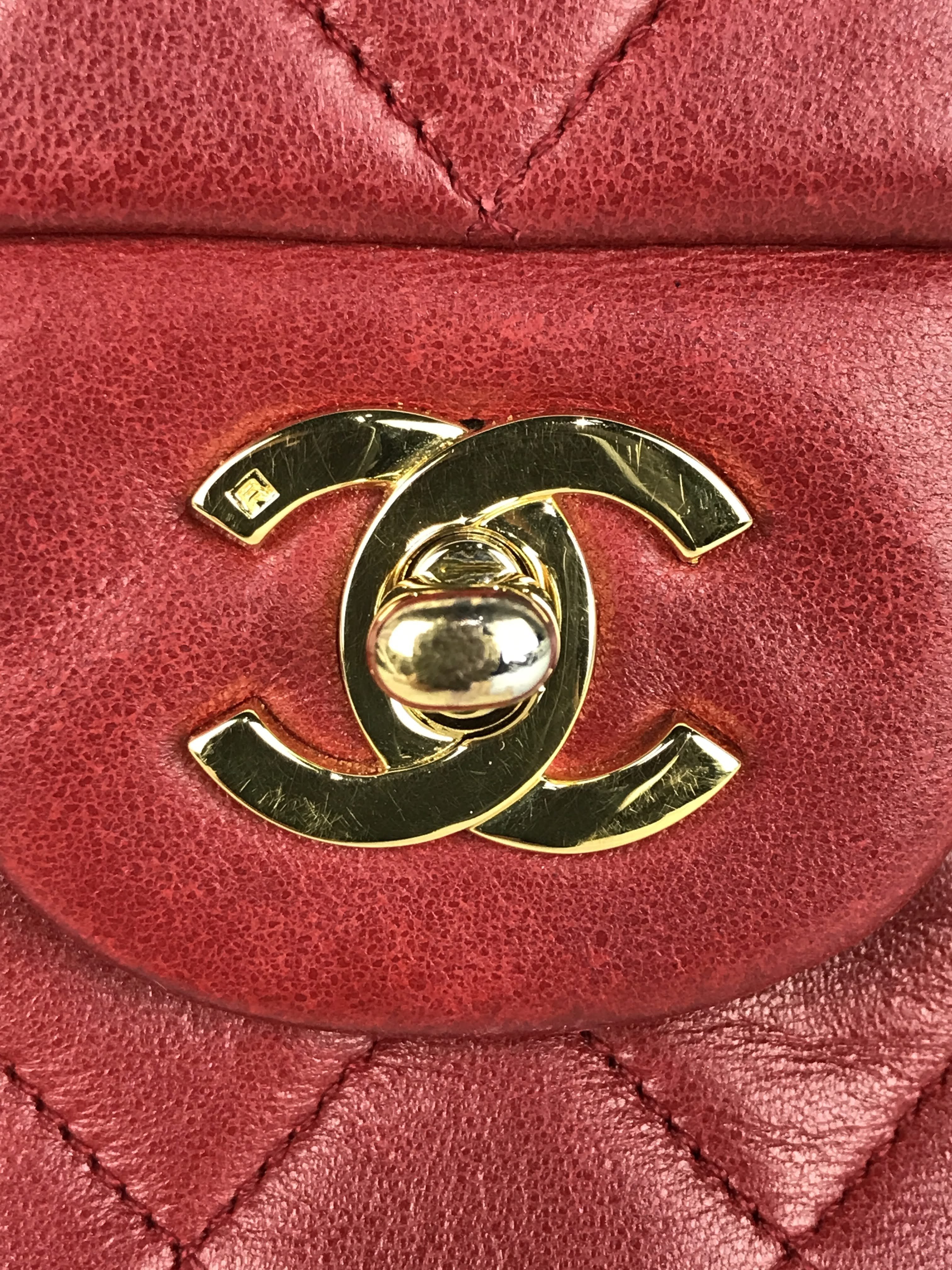 Vintage Red Medium Double Flap Bag W/24K GHW
