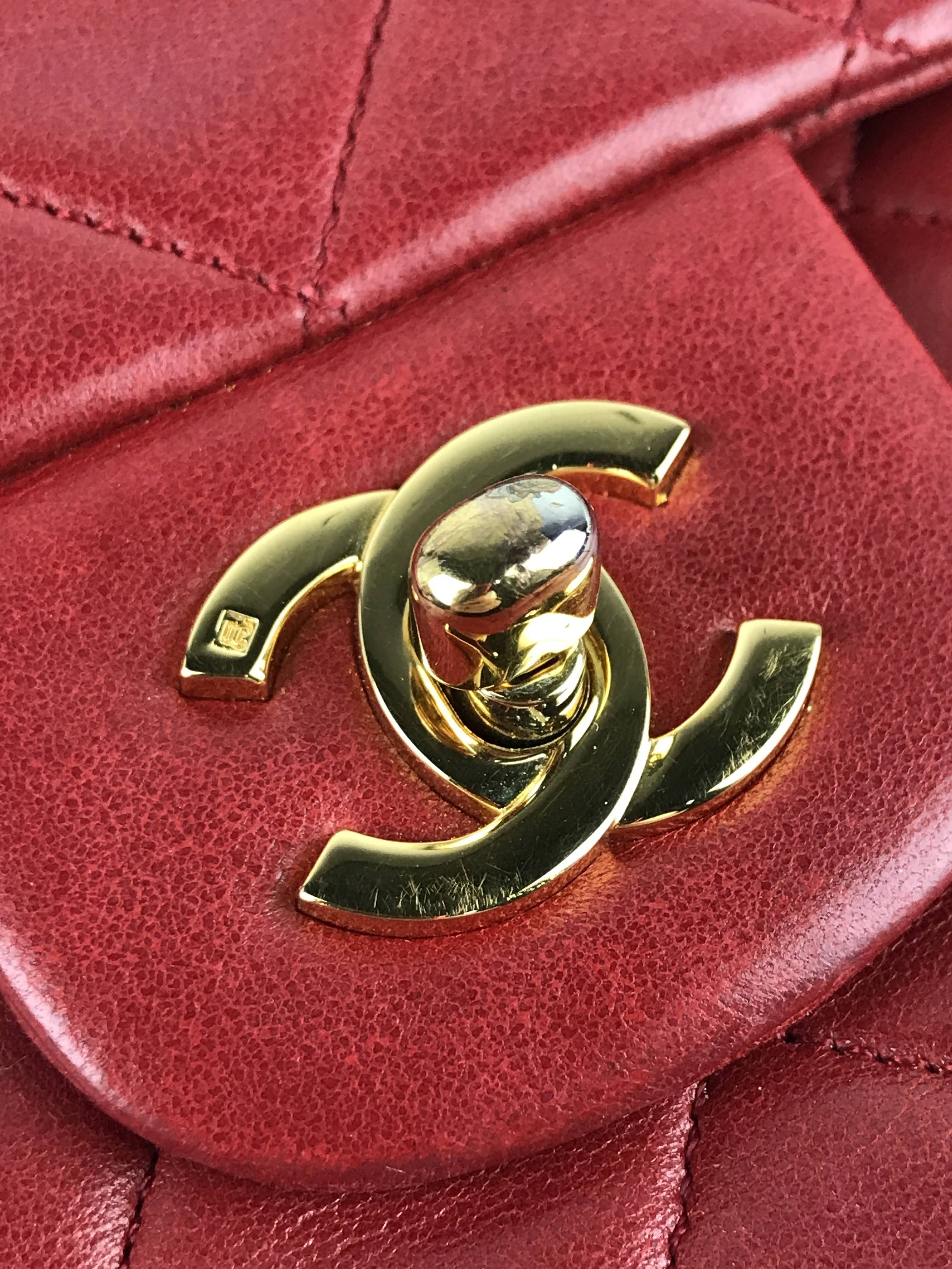 Vintage Red Medium Double Flap Bag W/24K GHW