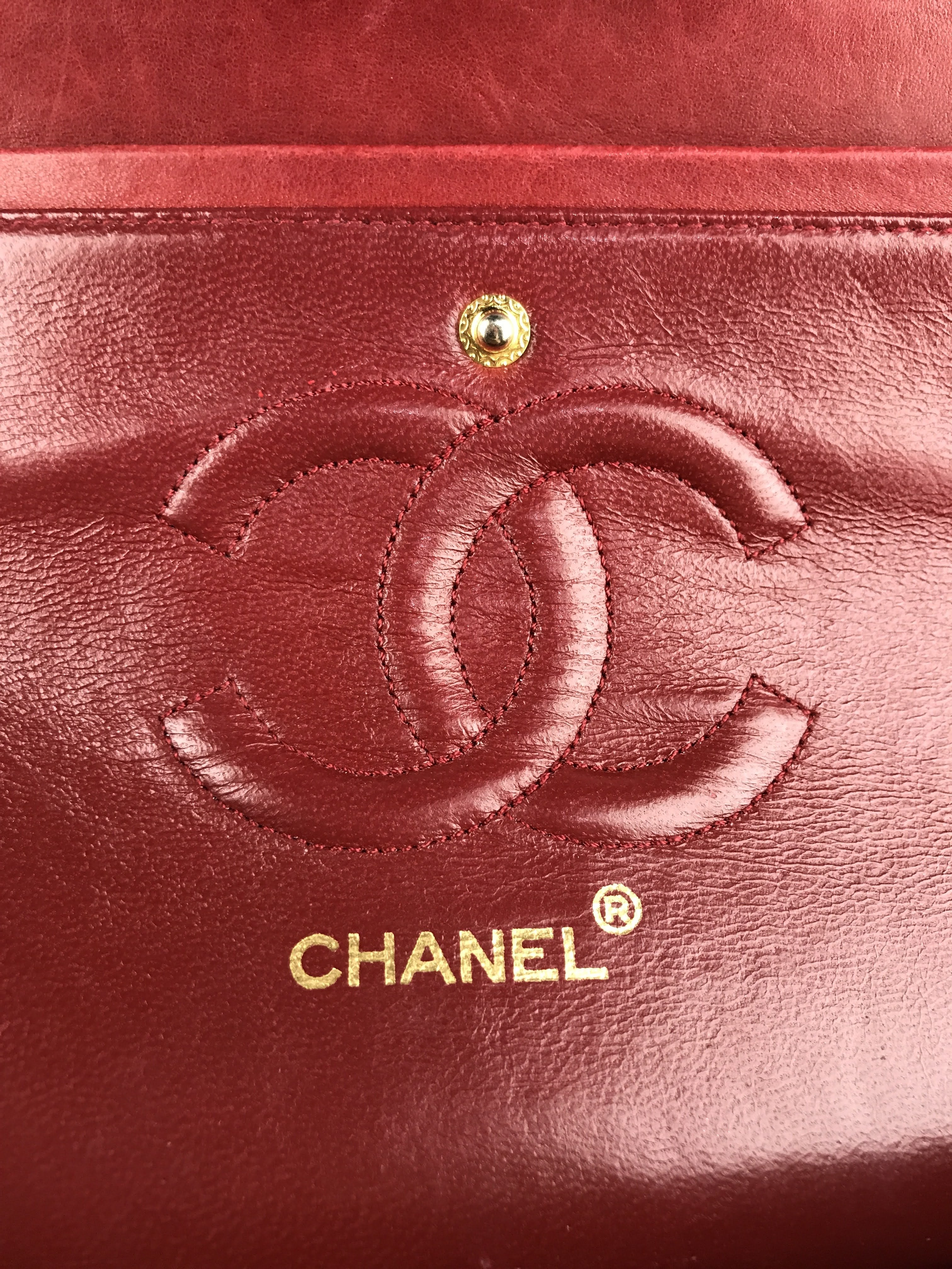 Vintage Red Medium Double Flap Bag W/24K GHW